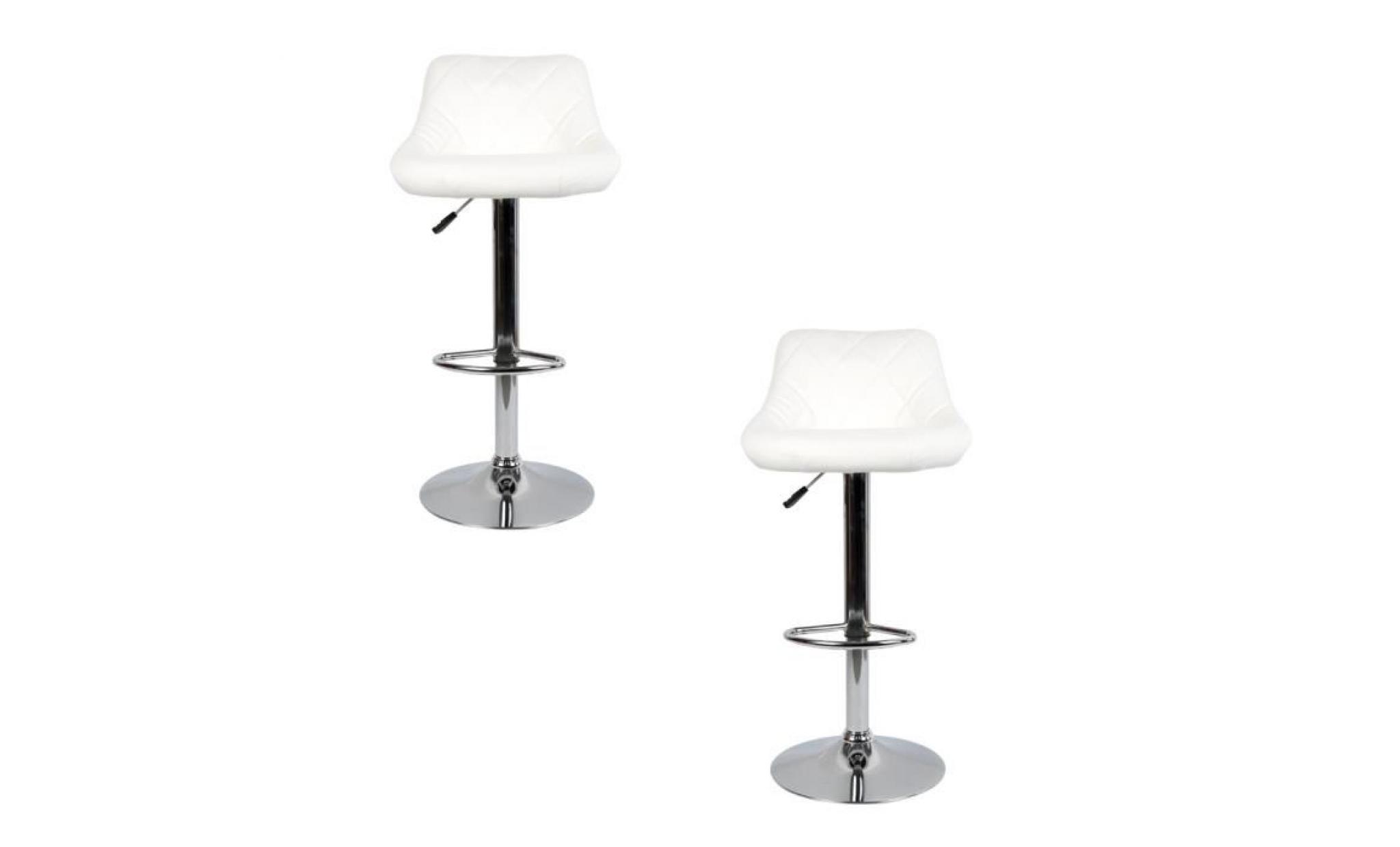 2 pcs (blanc)chaises de bar/tabouret de bar dossier rembourré pivotantes et réglables en hauteur 59 cm   79 cm pas cher
