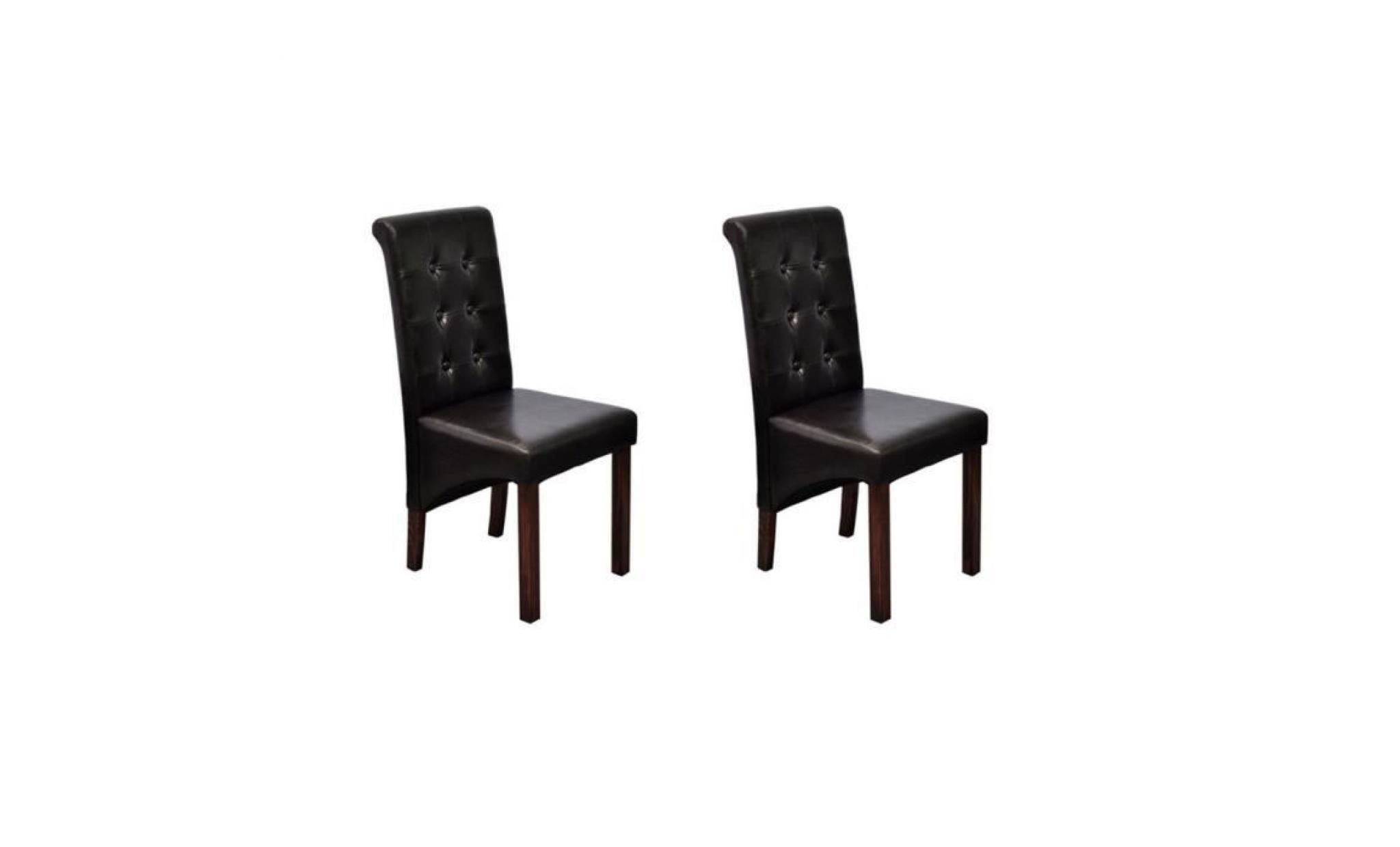 2 pcs chaise de salle à manger chaise de cuisine cuir artificiel marron