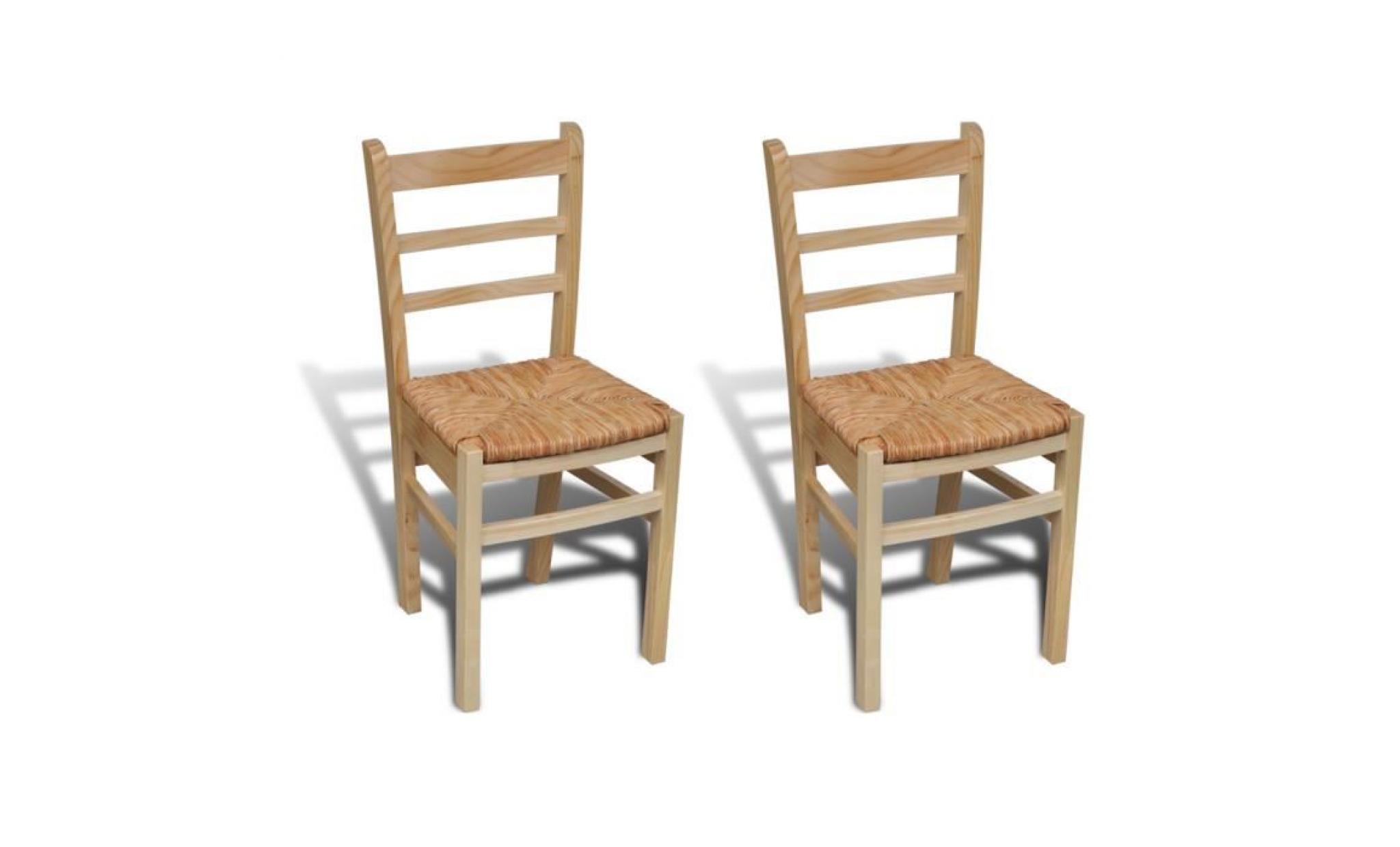 2 pcs chaise de salle à manger en bois vernis naturel pas cher