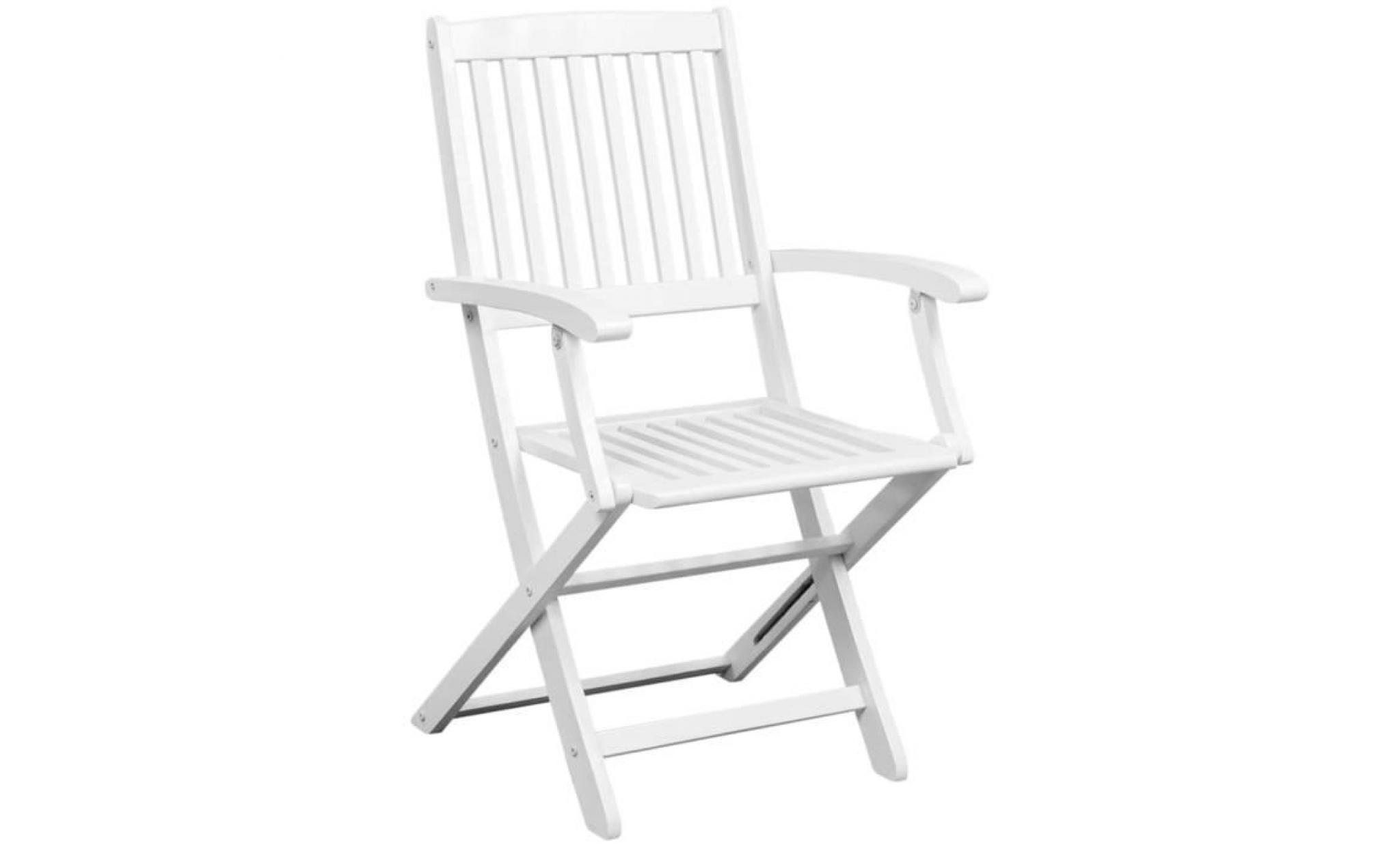 2 pcs chaise pliante en bois d'acacia blanc 51 x 56 x 92 cm pas cher