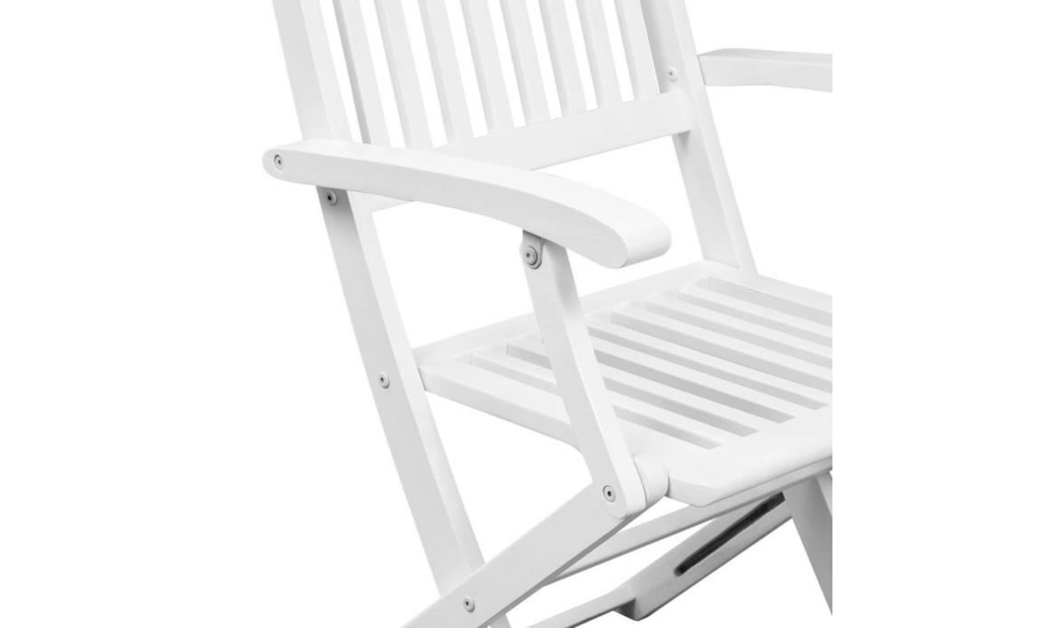 2 pcs chaise pliante en bois d'acacia blanc 51 x 56 x 92 cm pas cher
