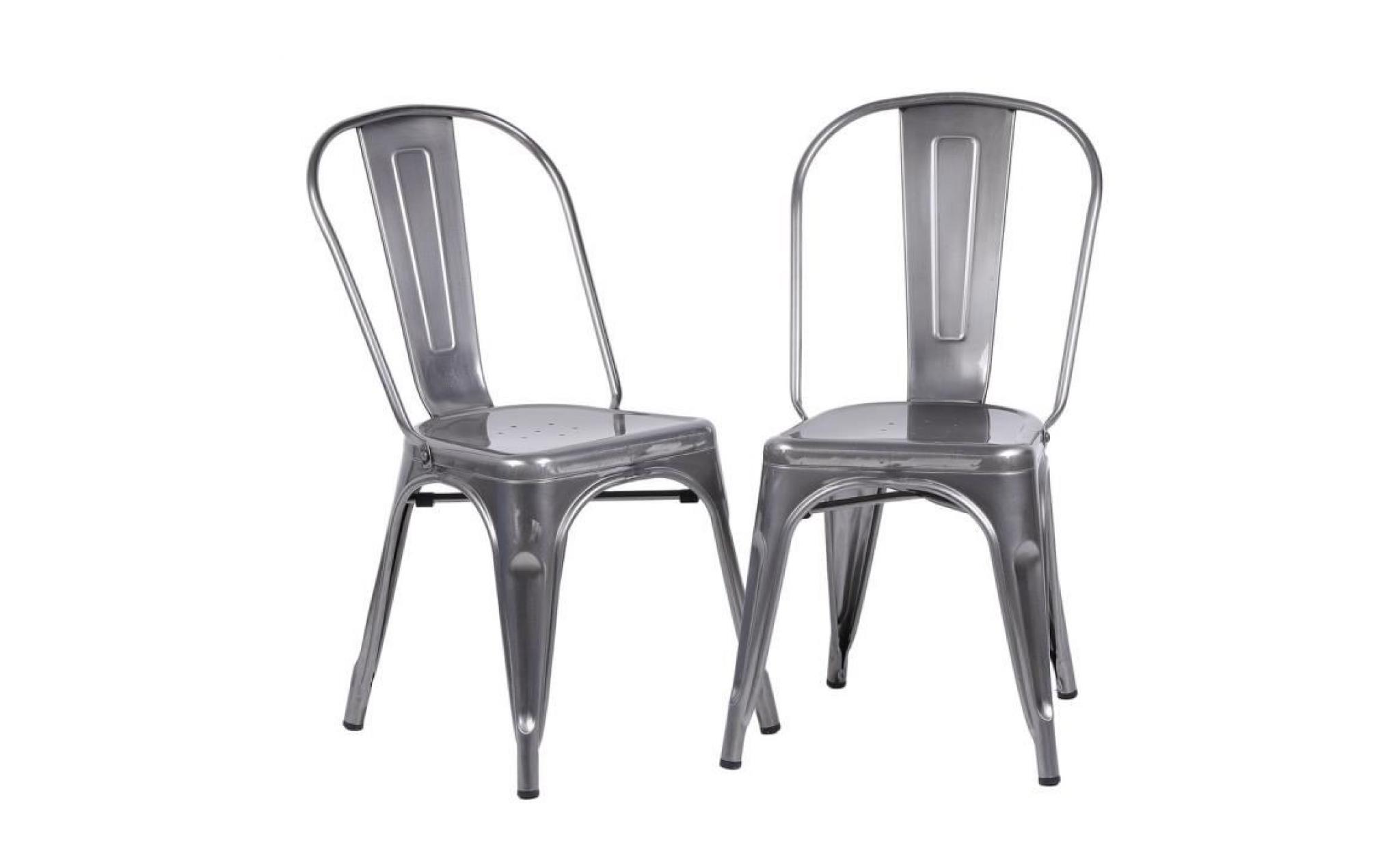 2 pcs chaises métal industriel pour salon salle à manger pour cuisine pour café couleur gris métal