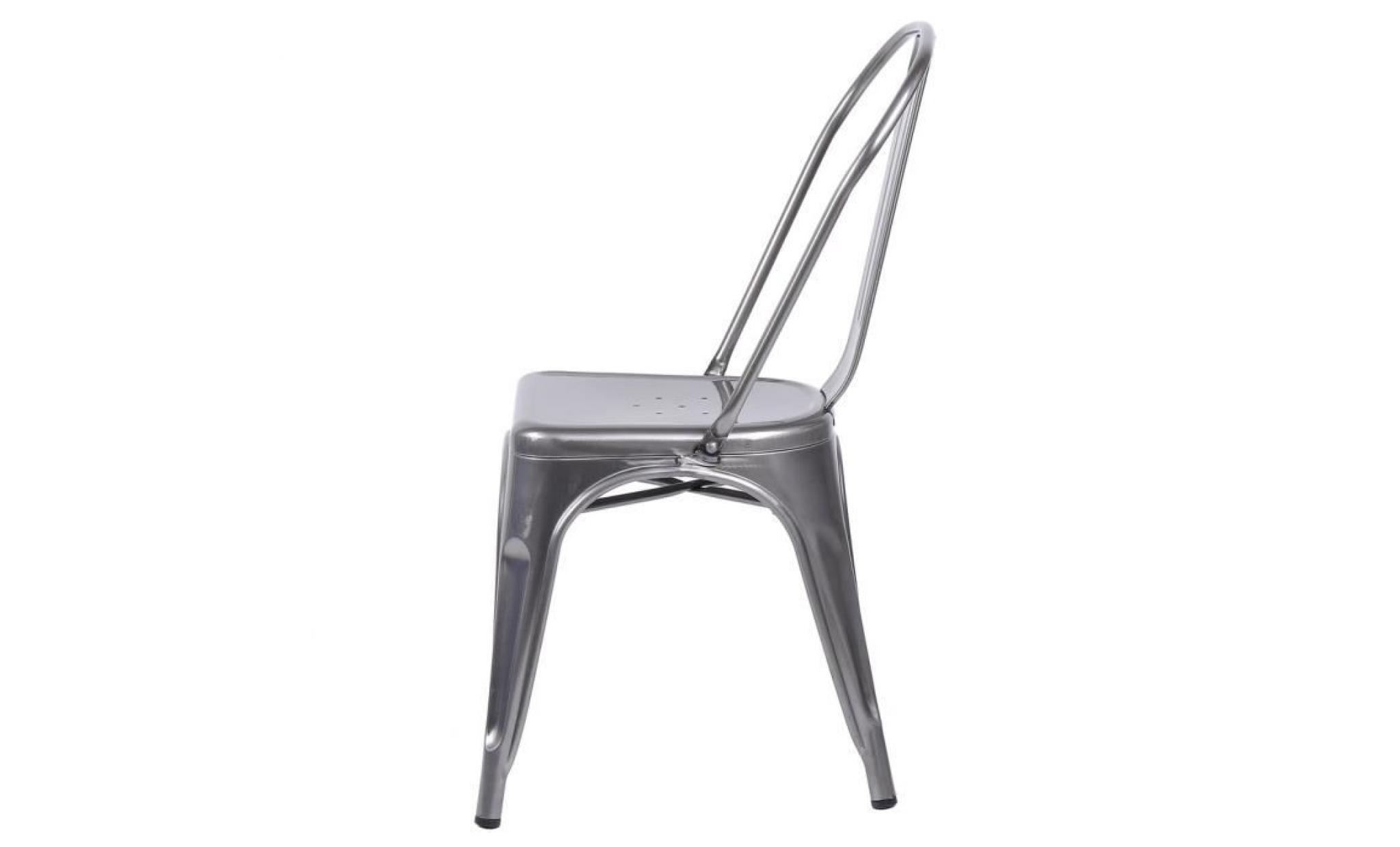 2 pcs chaises métal industriel pour salon salle à manger pour cuisine pour café couleur gris métal pas cher