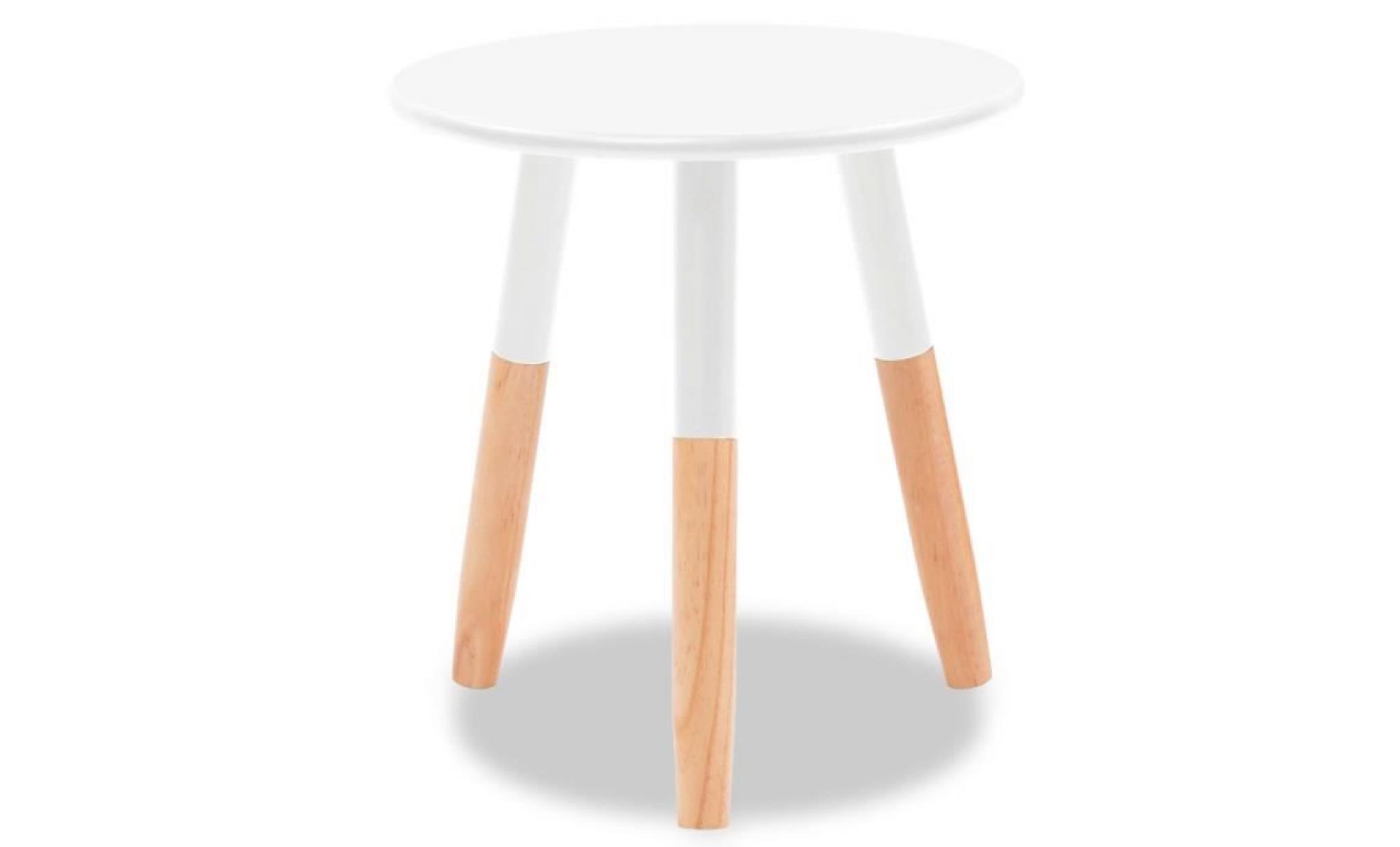 2 pcs ensemble de tables d'appoint bois de pin massif blanc tables scandinave pas cher
