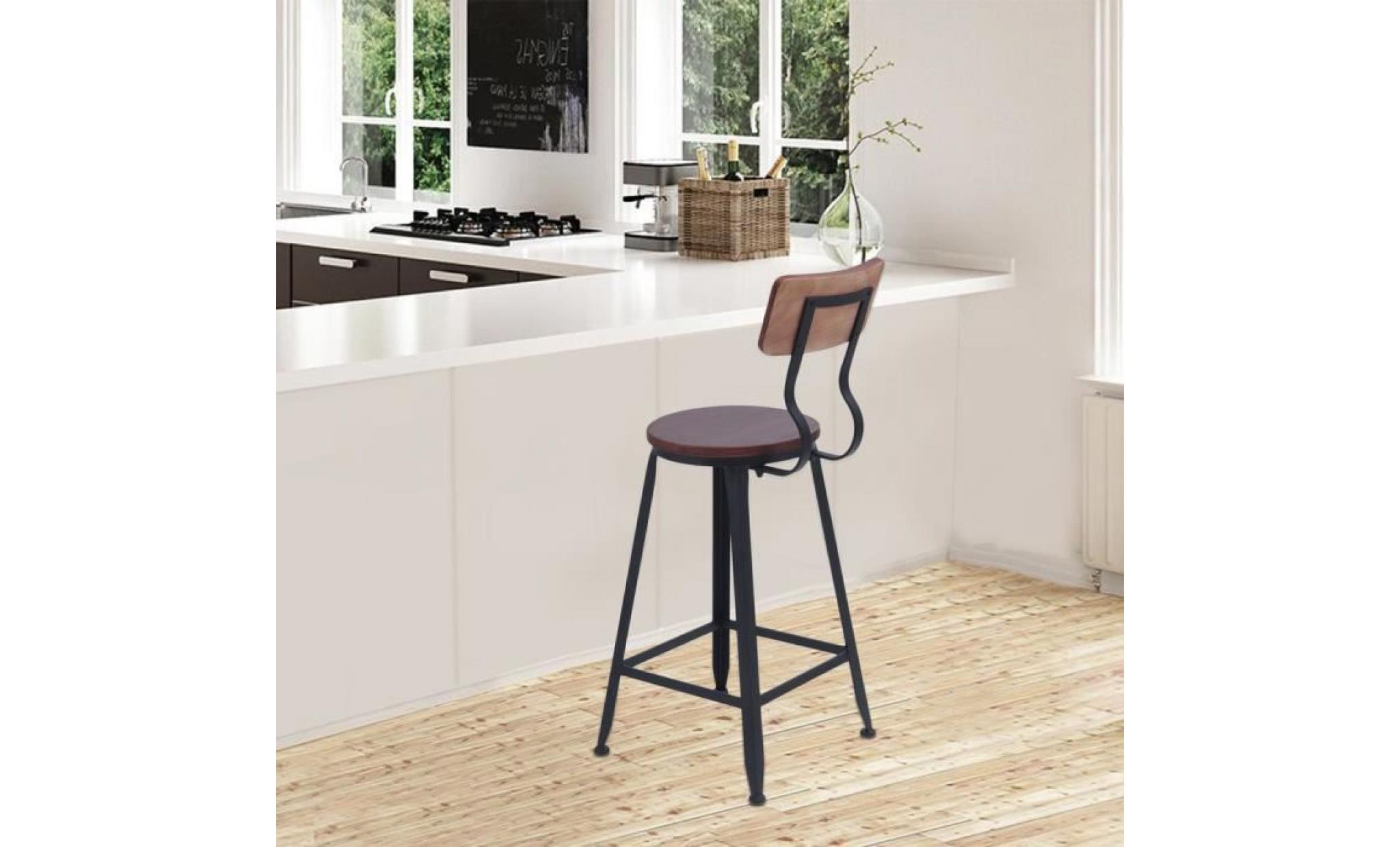 2 pcs haut tabouret de bar chaise de salle à manger style nordique couleur du bois