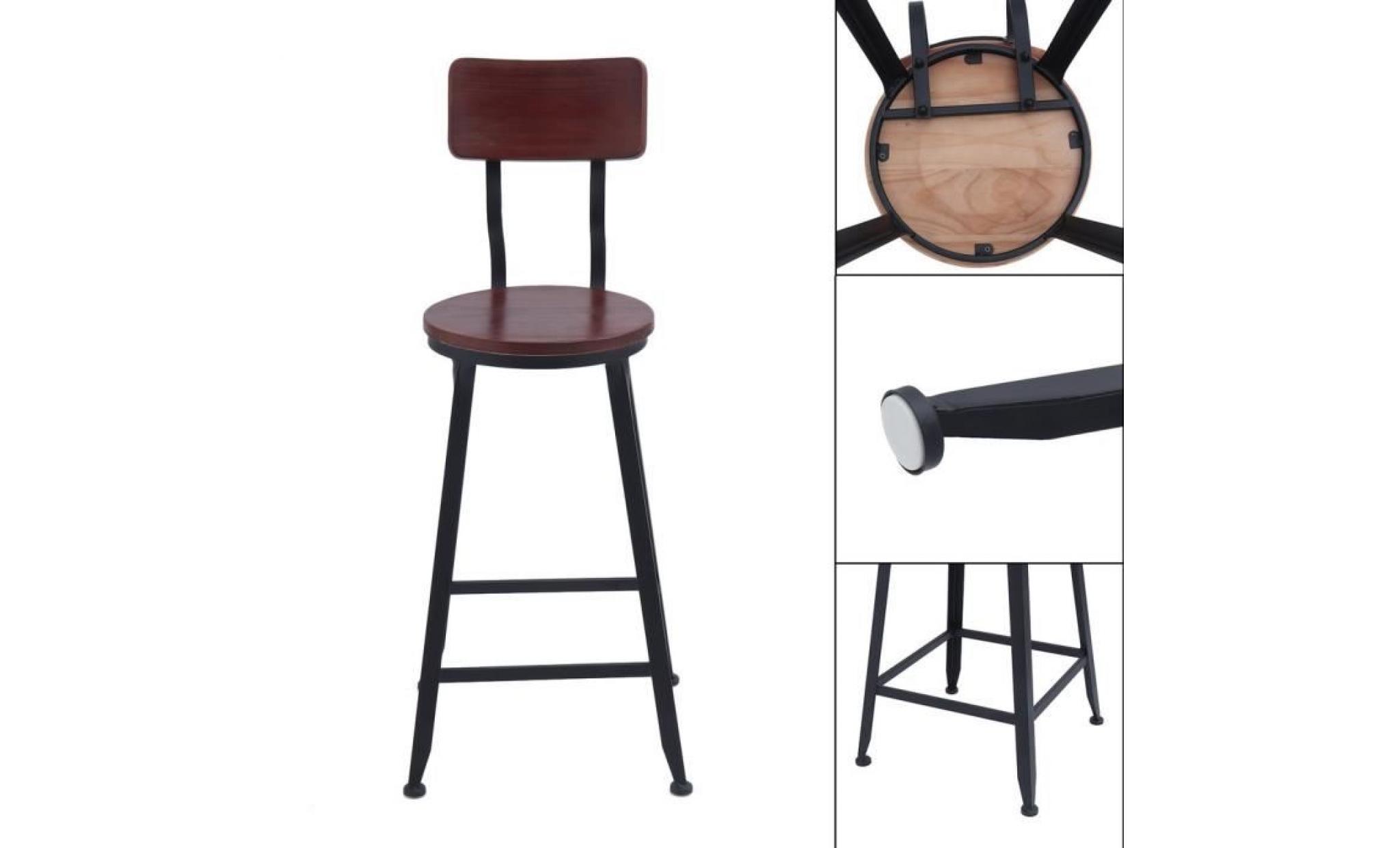 2 pcs haut tabouret de bar chaise de salle à manger style nordique couleur du bois pas cher