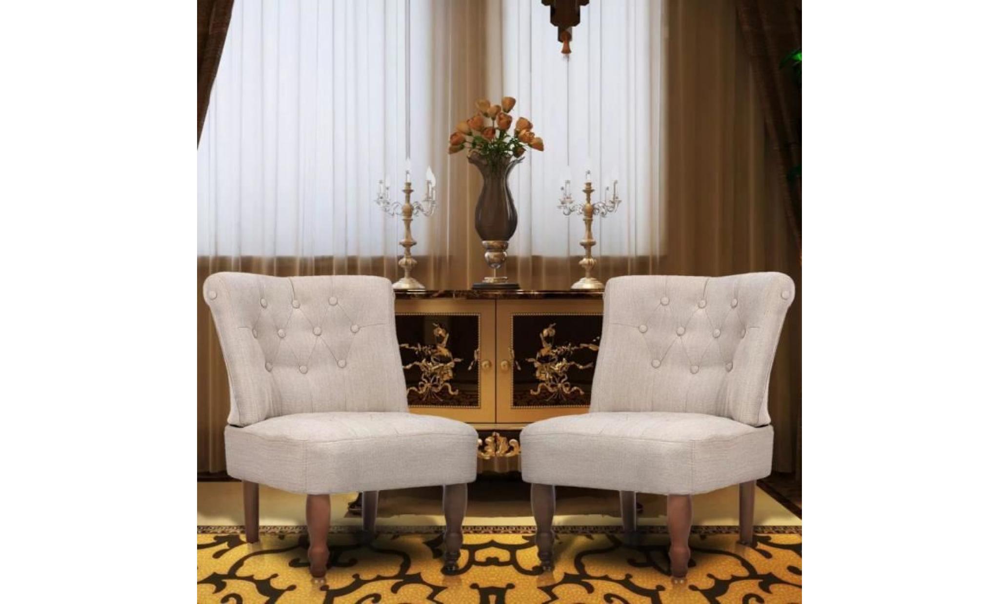 2 pcs lot de 2 chaises52 cm chaises scandinave contemporain chaise en style français tissu crème