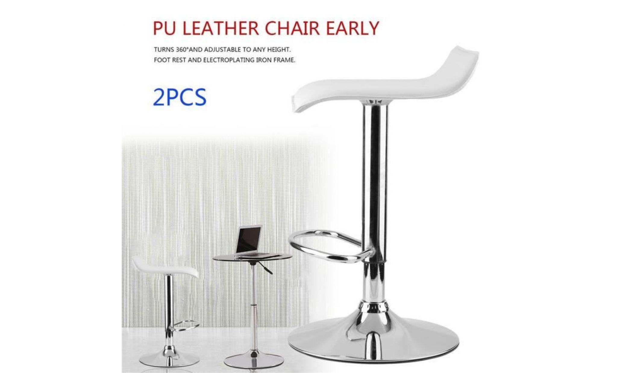 2 pcs moderne chaise tabourets de bar hauteur réglable repose pieds galvanoplastie