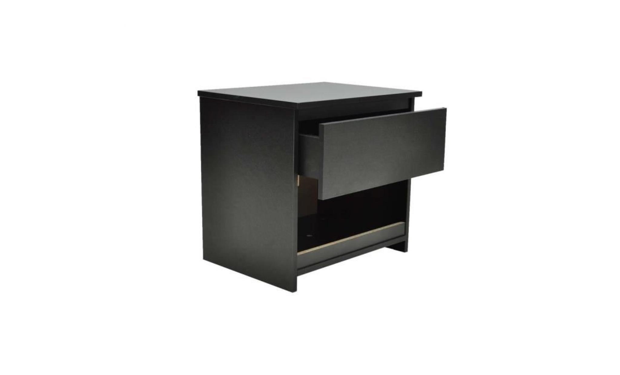 2 pcs table de chevet avec 1 tiroir contemporain table de nuit meuble table console noir pas cher