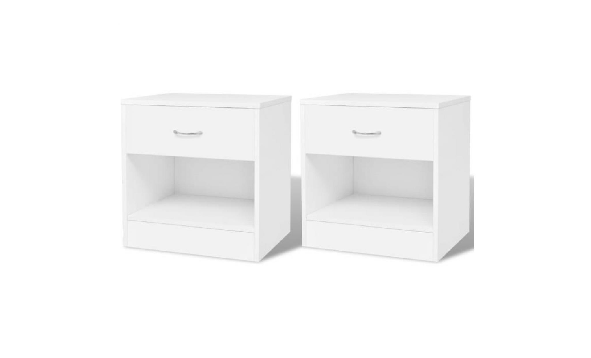 2 pcs table de chevet contemporain avec tiroir table de nuit meuble table console blanc