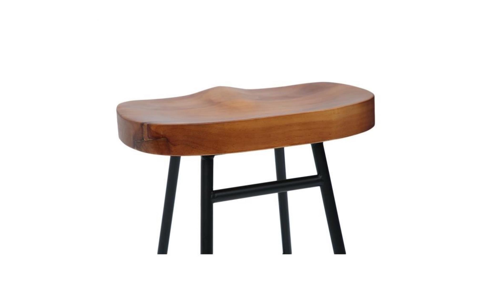 2 pcs tabouret de bar 55cm en bois et métal style industriel meubles de maison pas cher