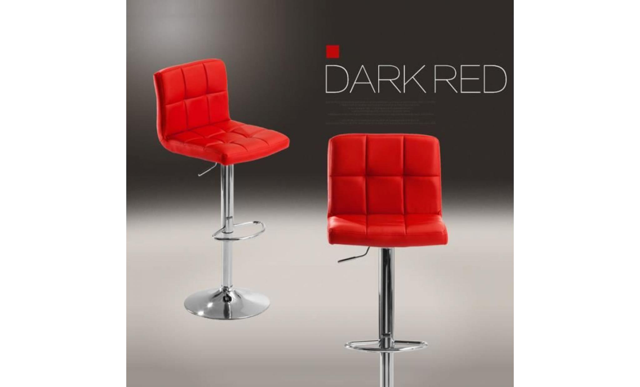 2 pcs tabouret de bar chaise de bar en hauteur reglable rouge 43cm*105cm