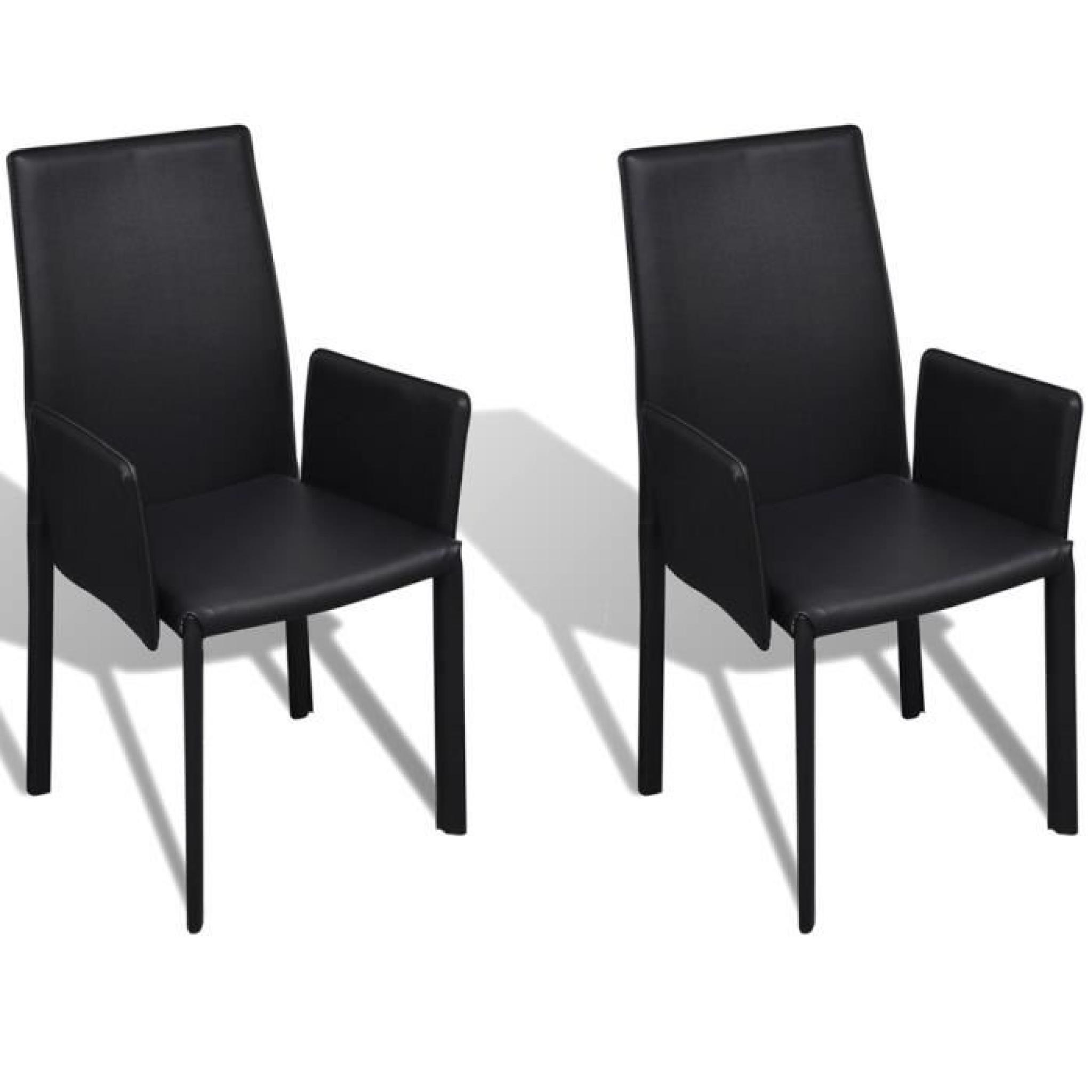 2 pièces Set de chaise de salle à manger en simili cuir Blanc pas cher