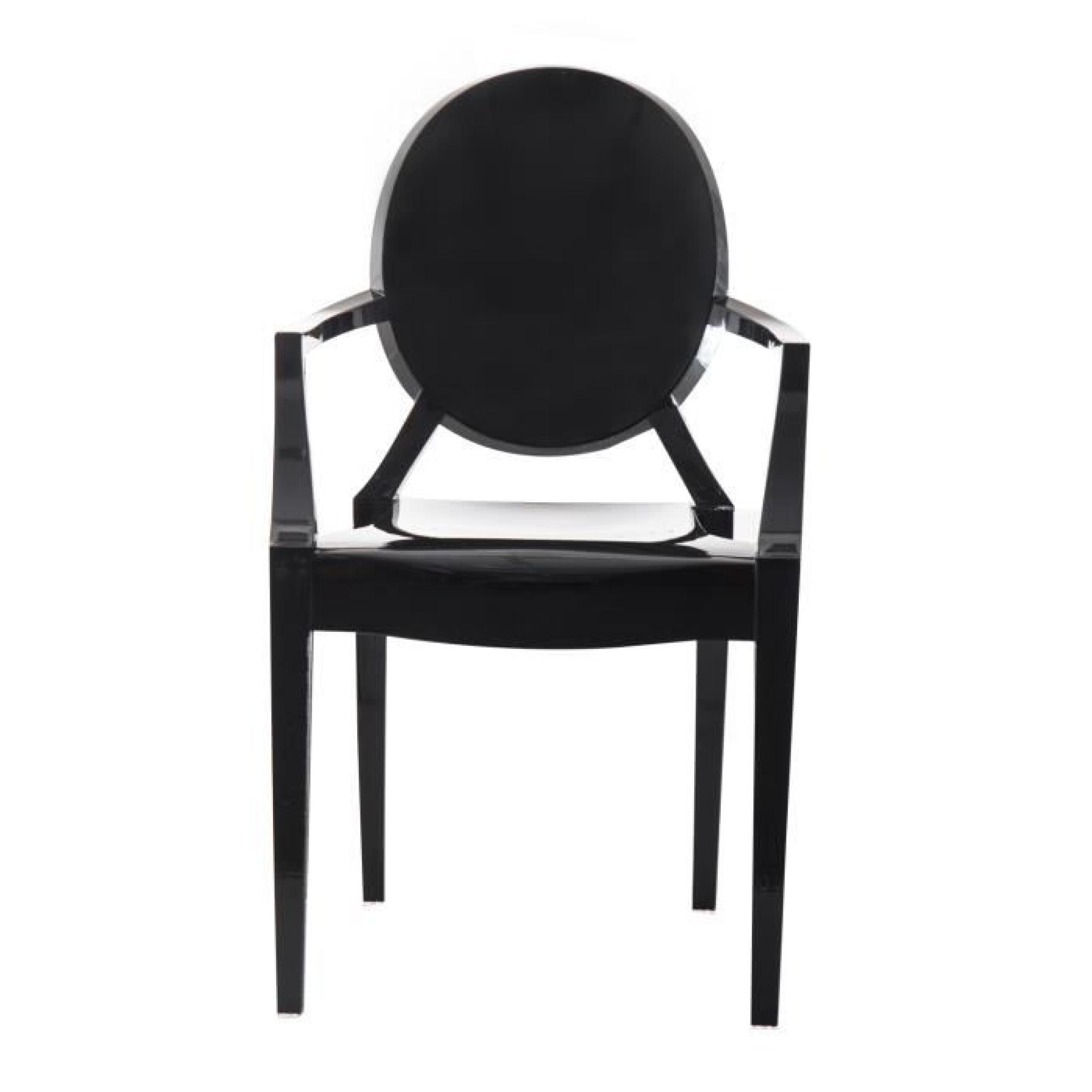 2/set Ghost Chaise avec accoudoirs dossier chaise de cuisine table à manger bureau chambre chaise de jardin meuble noir neuf 01BK pas cher