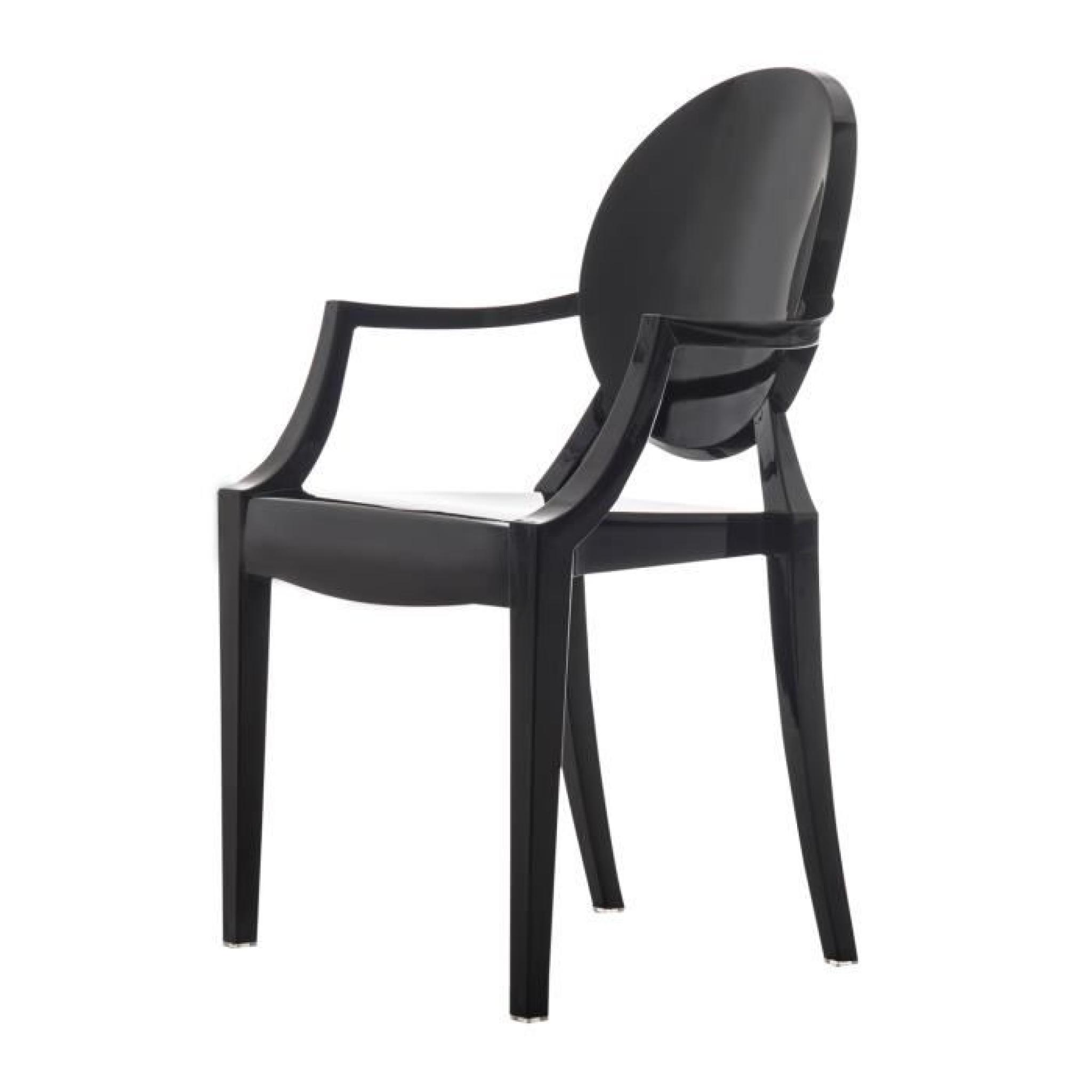 2/set Ghost Chaise avec accoudoirs dossier chaise de cuisine table à manger bureau chambre chaise de jardin meuble noir neuf 01BK pas cher