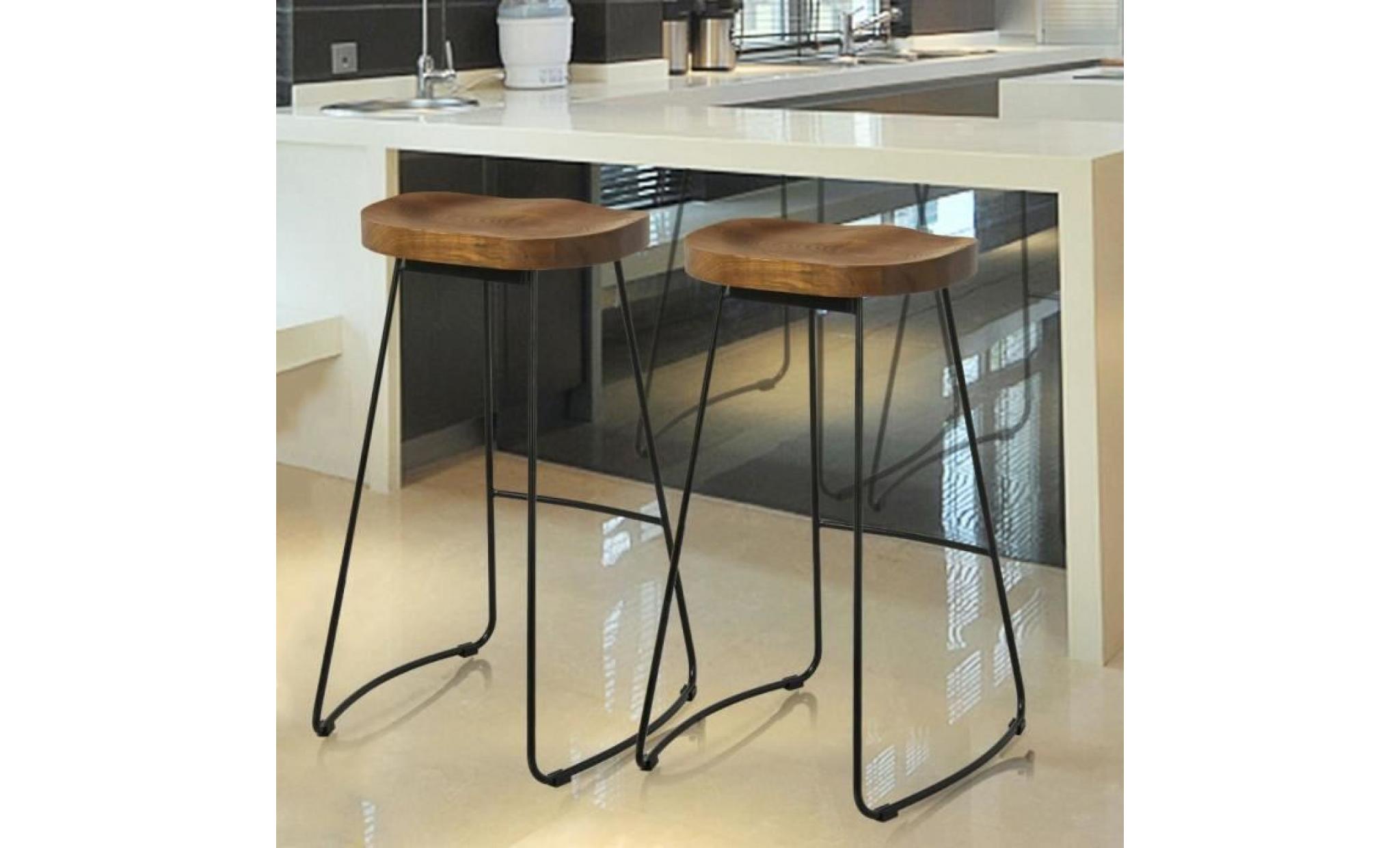 2 tabouret de bar industriel tabouret haut design avec siège ergonomique pour bistrot comptoir cuisine,75cm de haut   yaheetech pas cher