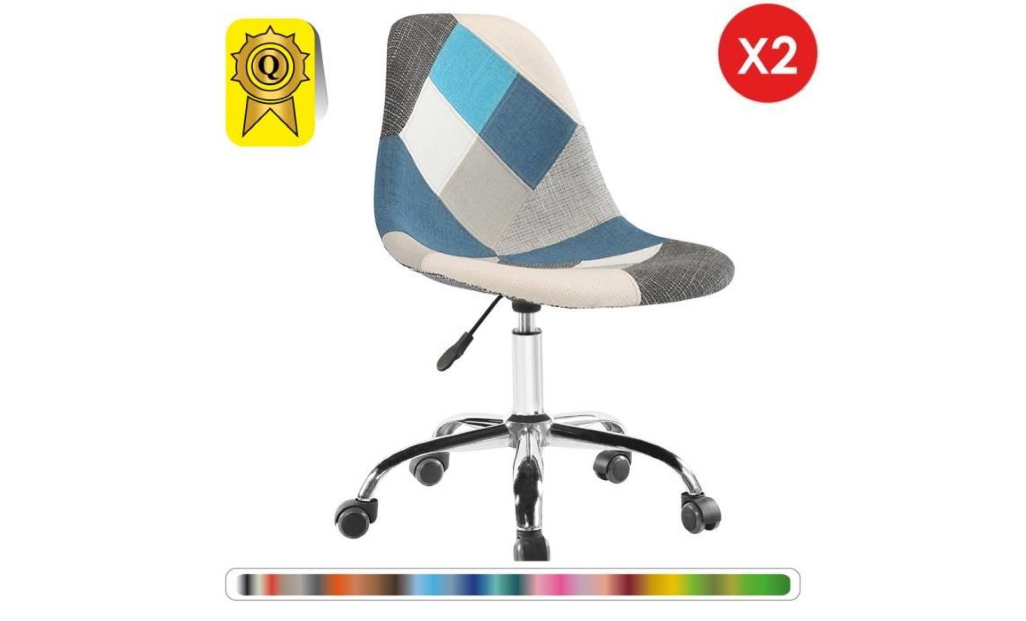2 x chaise de bureau roulettes hauteur réglable   aspect bois pieds   chrome  decopresto dp dsoa wo 2p