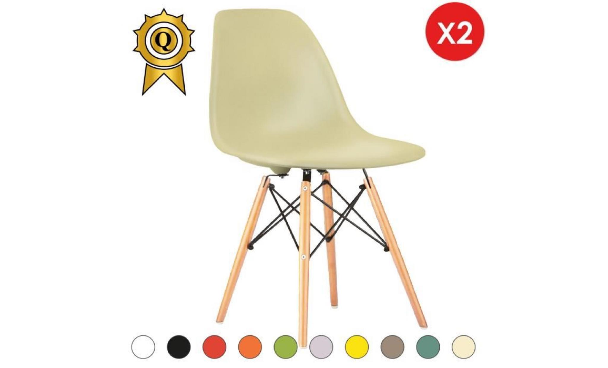 2 x chaise design inspiration eames dsw bois naturel blanc ivoire mobistyl®