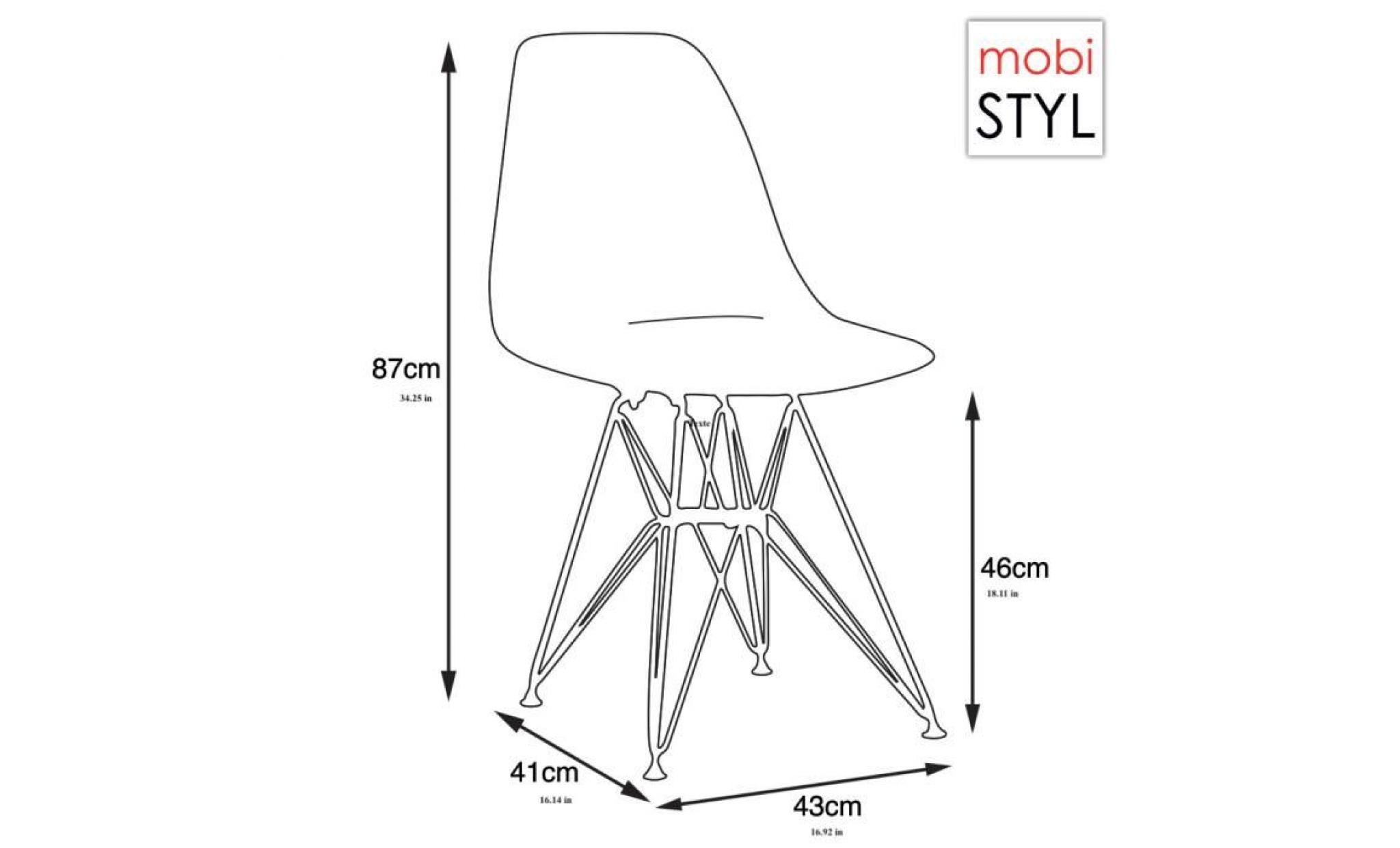 2 x chaise design inspiration eiffel eames dsr acier vernis noir blanc mobistyl® pas cher