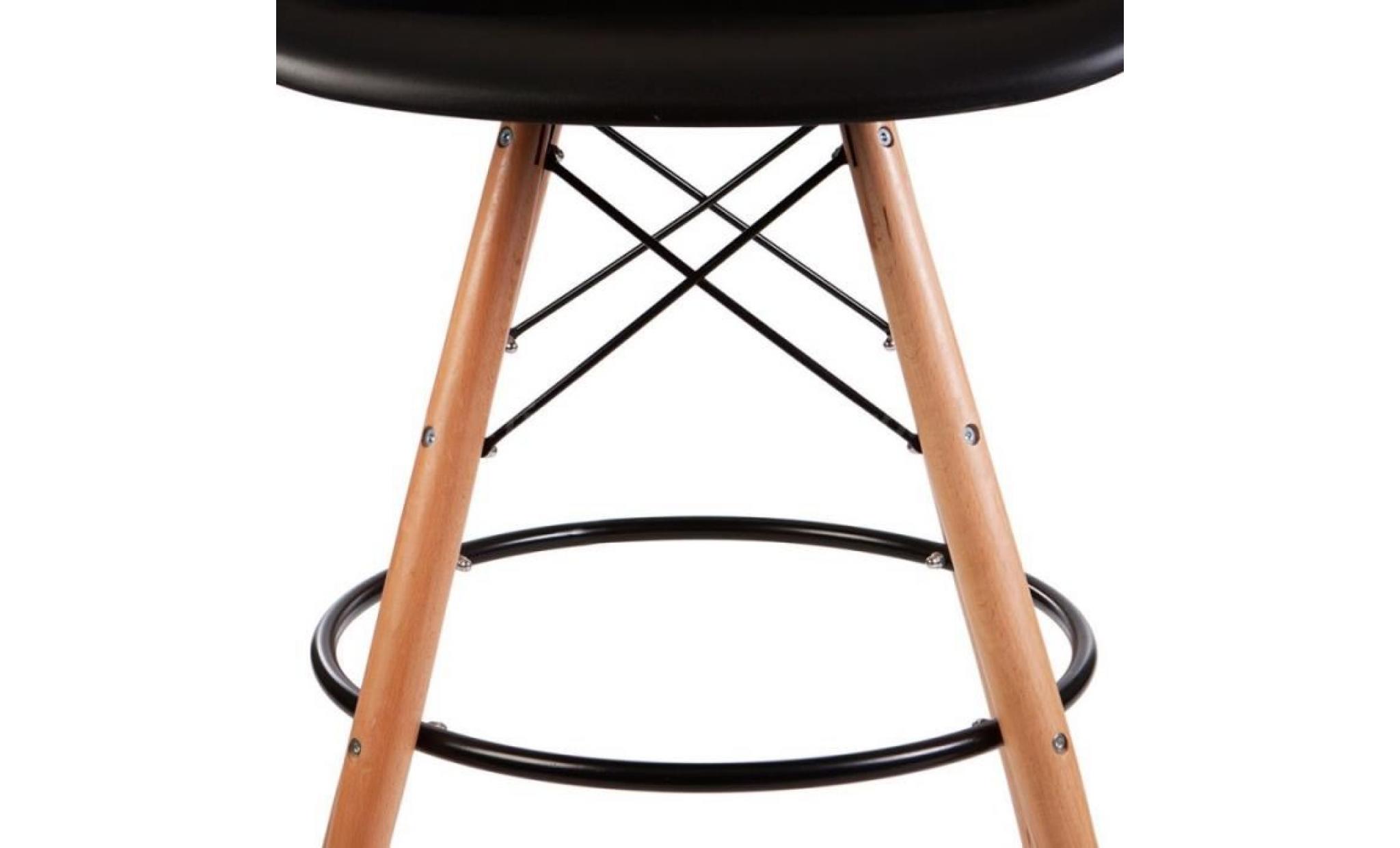 2 x chaise haute bar tabouret scandinave   blanc pieds  bois naturel  decopresto dp dswhl wh 2p pas cher