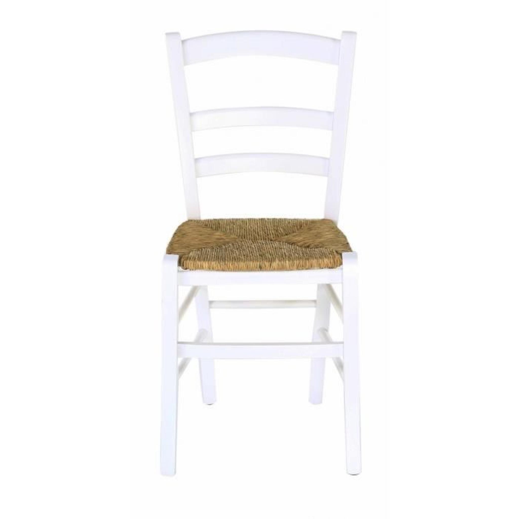 2 x Chaise hêtre massif blanc assise paille Sillingy - Pays