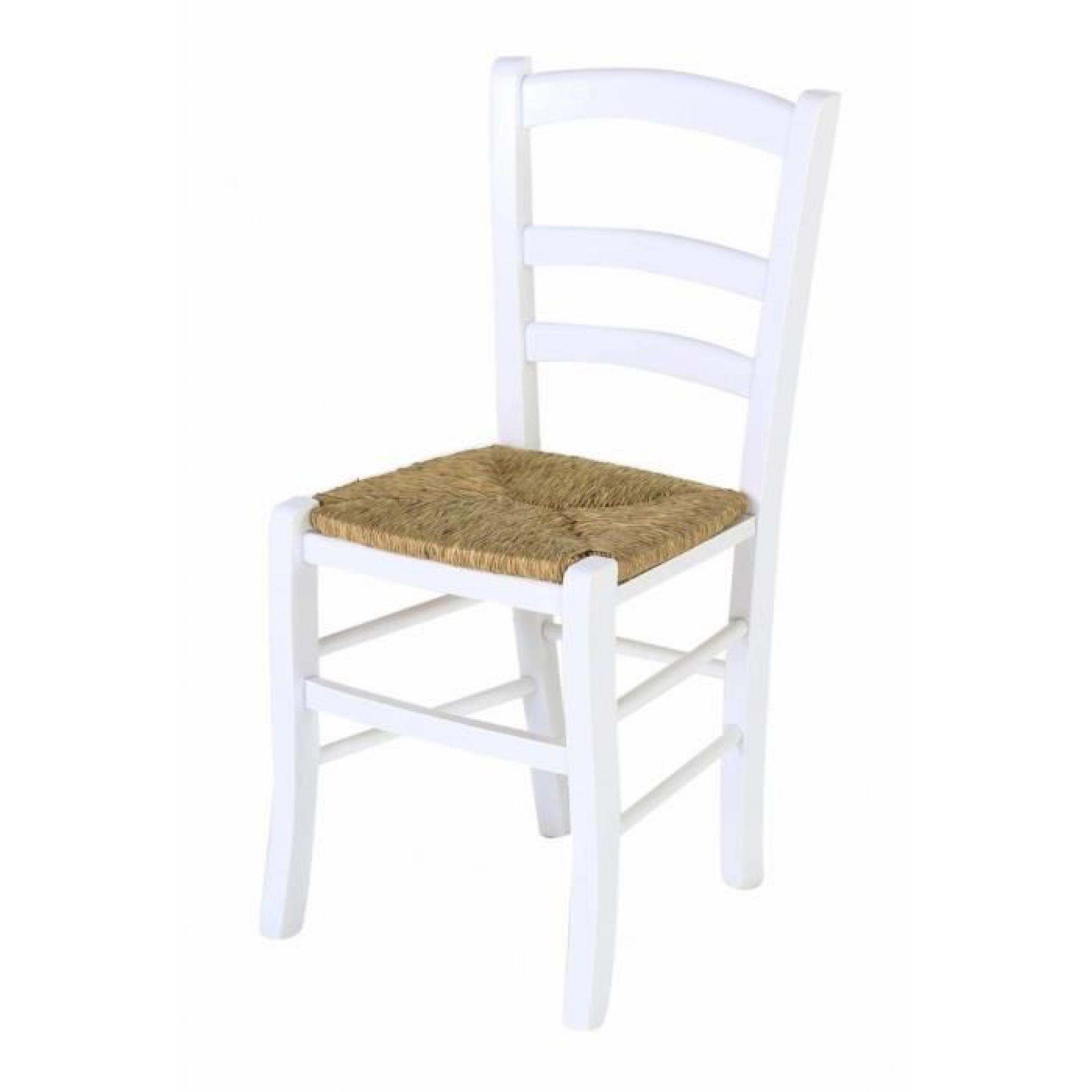 2 x Chaise hêtre massif blanc assise paille Sillingy - Pays pas cher