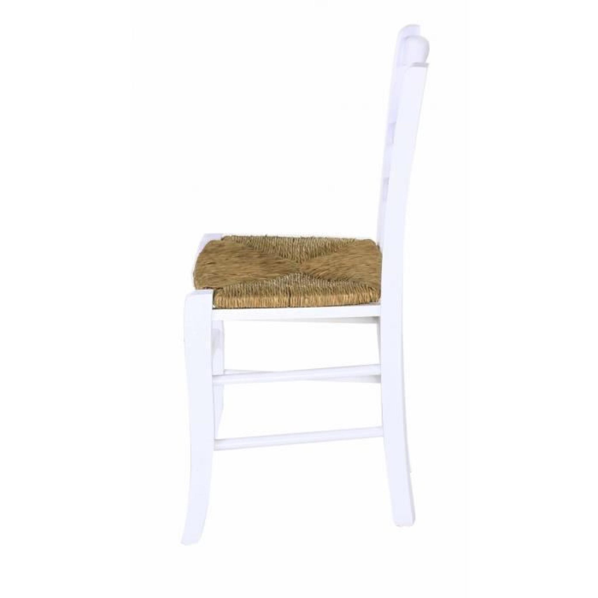2 x Chaise hêtre massif blanc assise paille Sillingy - Pays pas cher