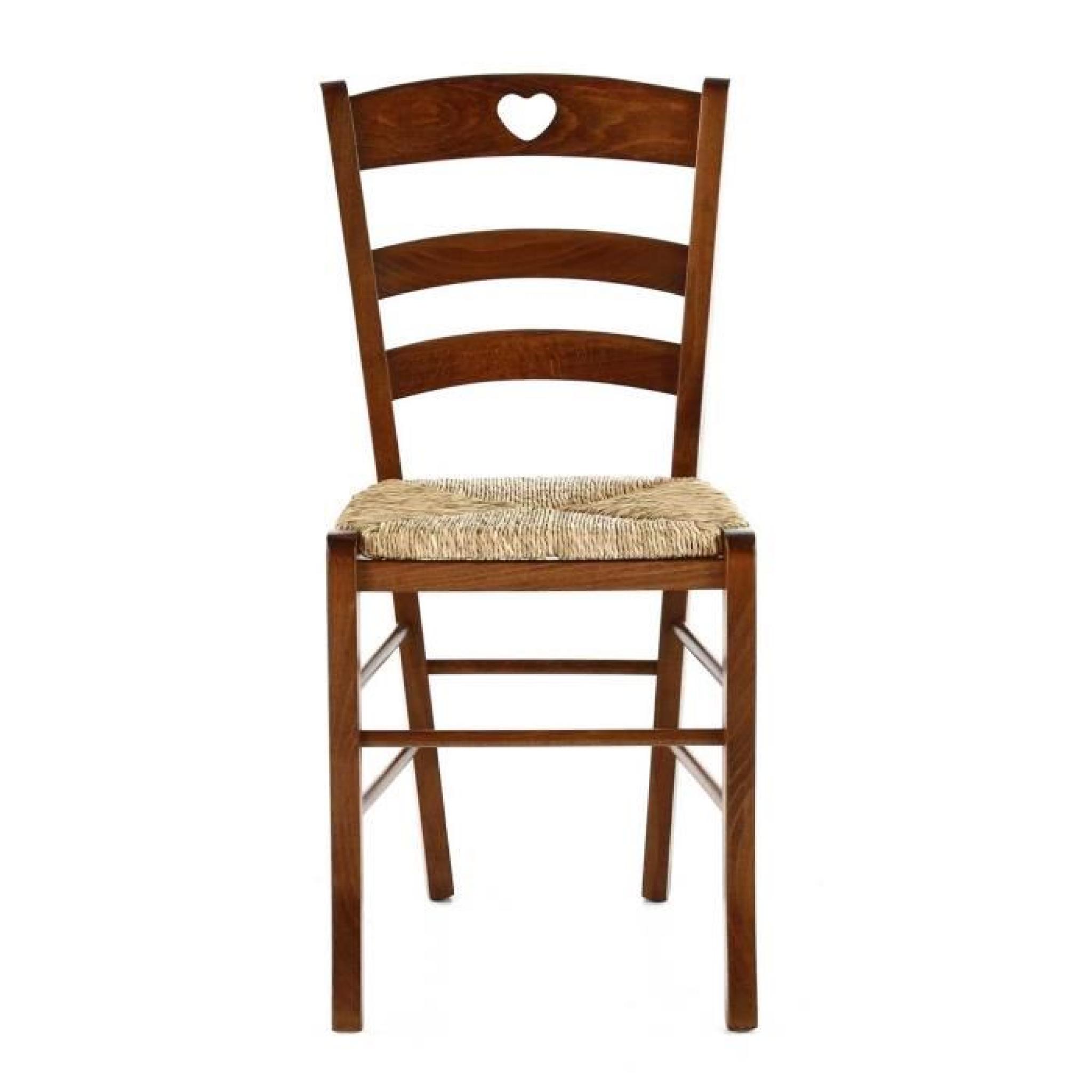 2 x Chaise hêtre massif cœur assise paille Montagny - Pays