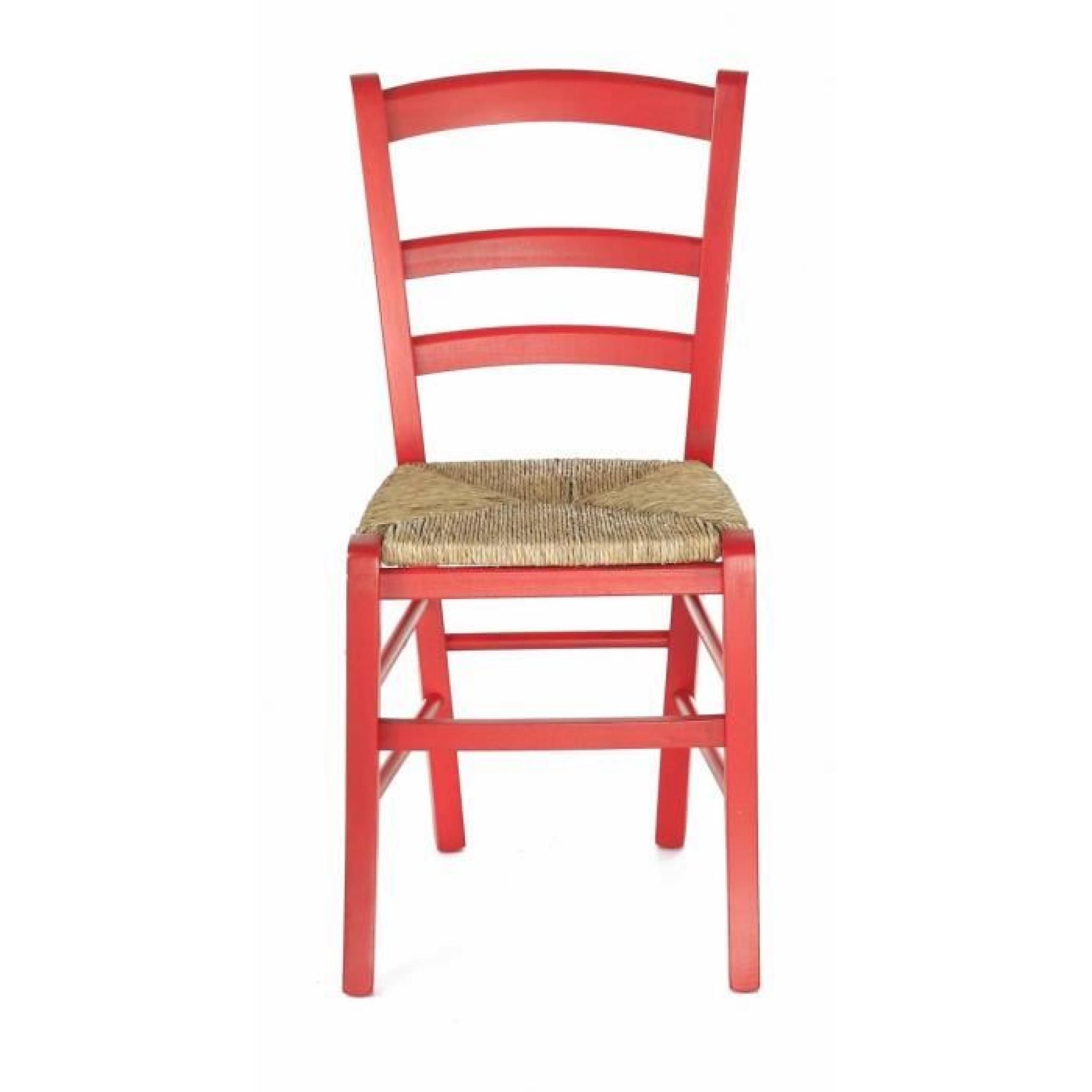2 x Chaise hêtre massif rouge assise paille Sillingy - Pays