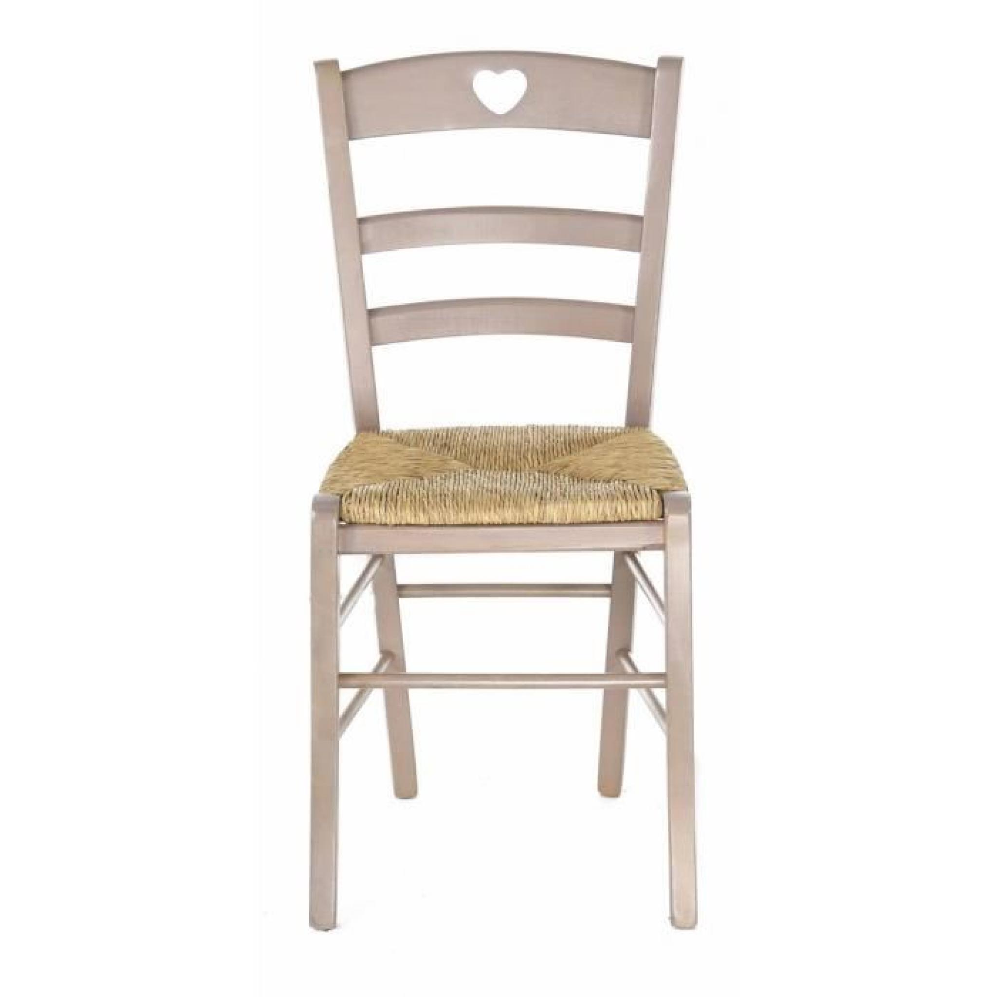 2 x Chaise hêtre massif taupe cœur assise paille Montagny - Pays