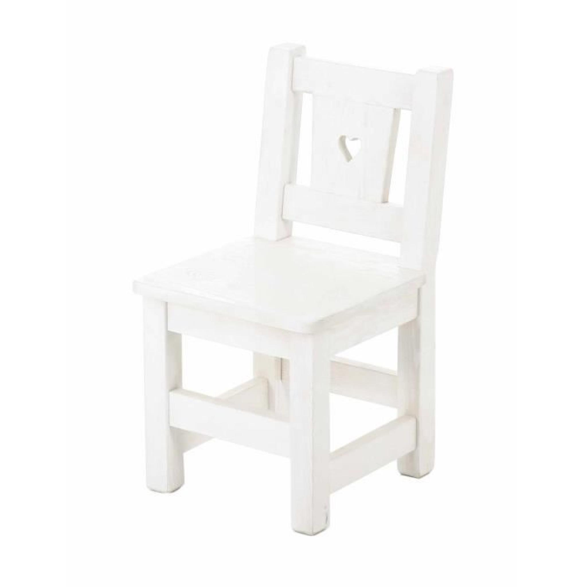 2 x Mini chaise rustique pin massif avec coeur blanche Terroir pas cher