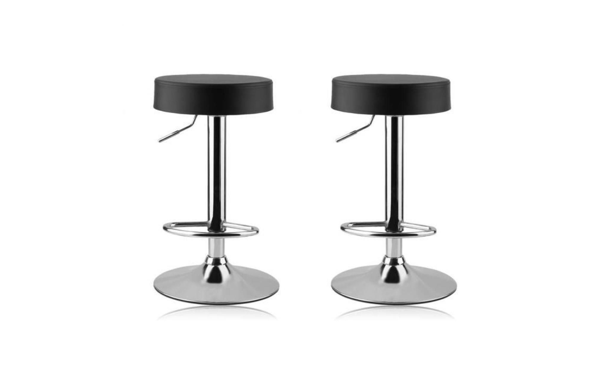 2 x tabourets de bar chaises hauteur réglable noir