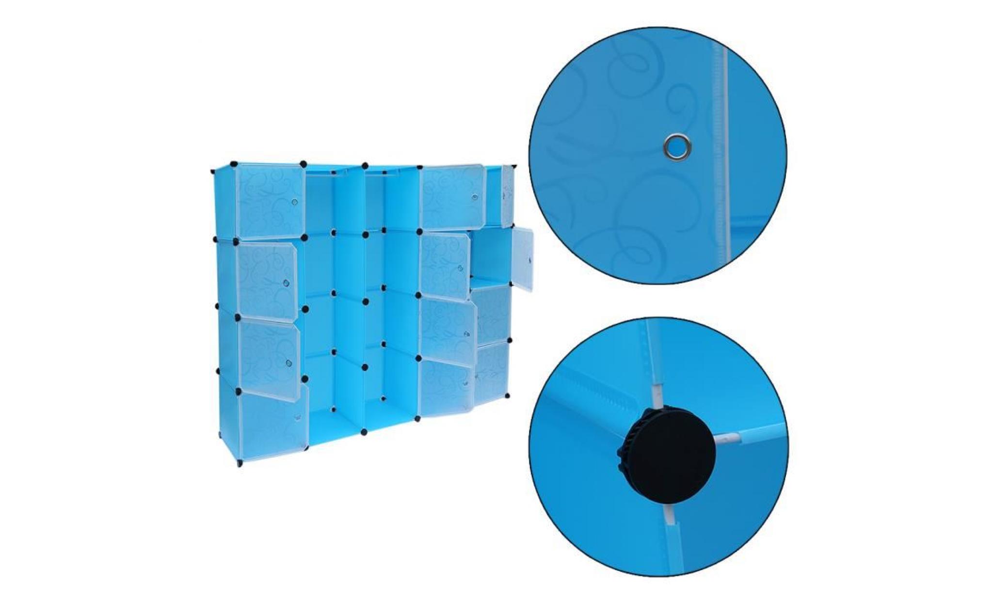 20 cube bleu diy armoire de rangement en résine magic plastique piece 140 * 35 * 175cm pas cher