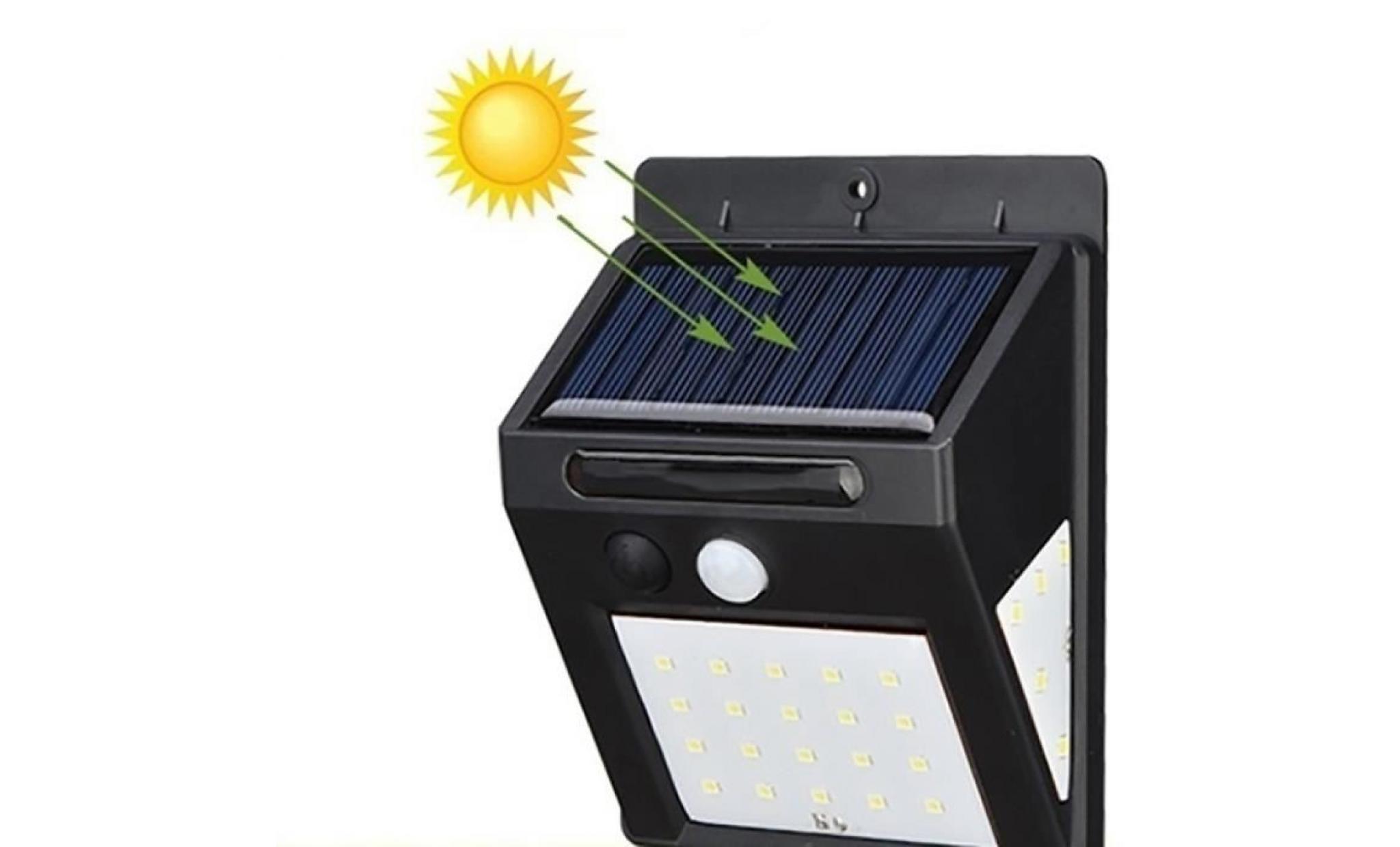 20 led 3 en 1 solaire lampe de capteur de mouvement lumière applique murale de sécurité étanche aux intempéries pas cher