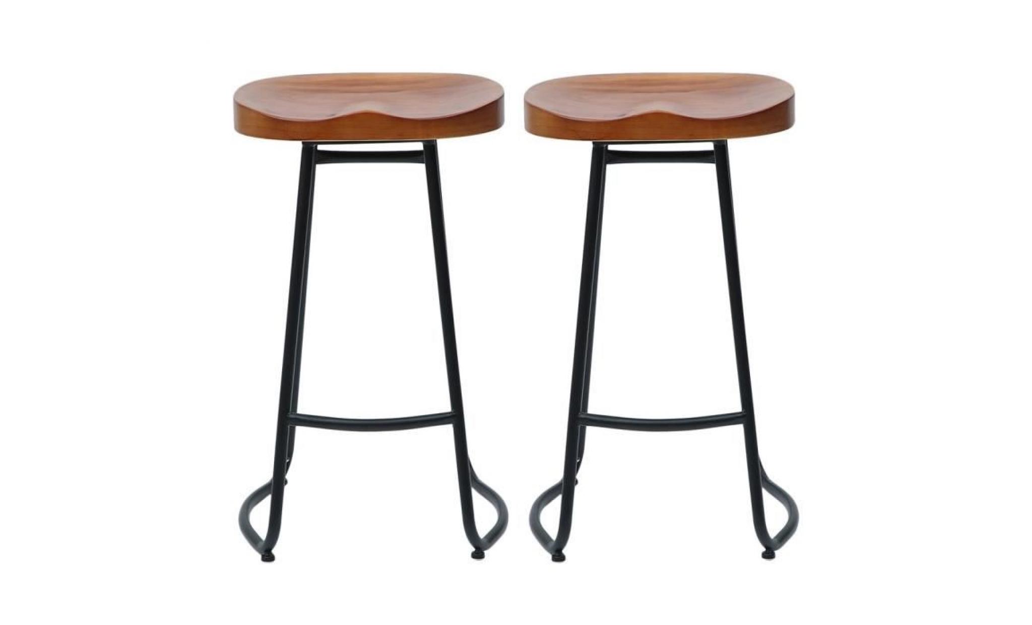 2pcs 70cm tabourets chaises de bar pub design rustique vintage industriel pas cher