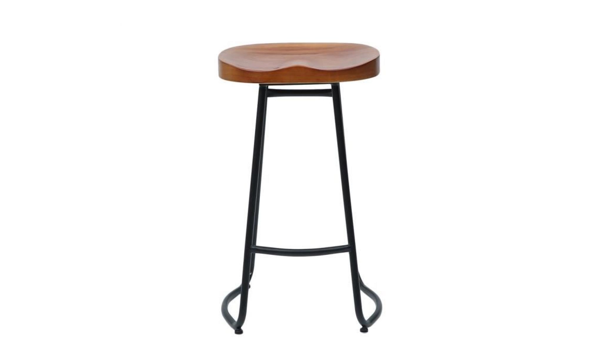 2pcs 70cm tabourets chaises de bar pub design rustique vintage industriel pas cher