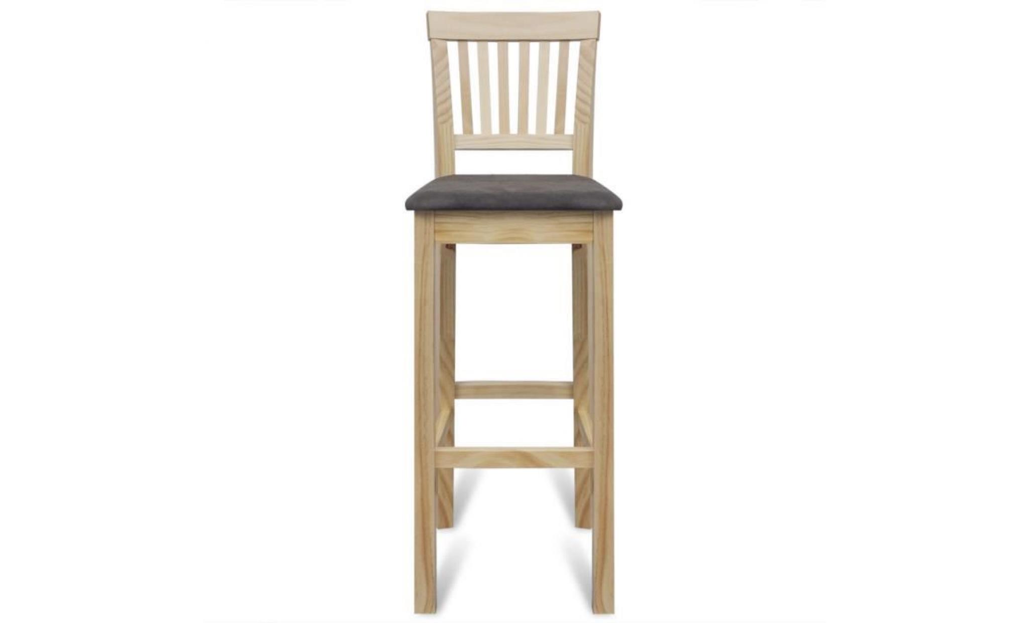 2pcs chaise bar vernis naturel design simple intemporel haute qualité dans salle à manger stable pas cher