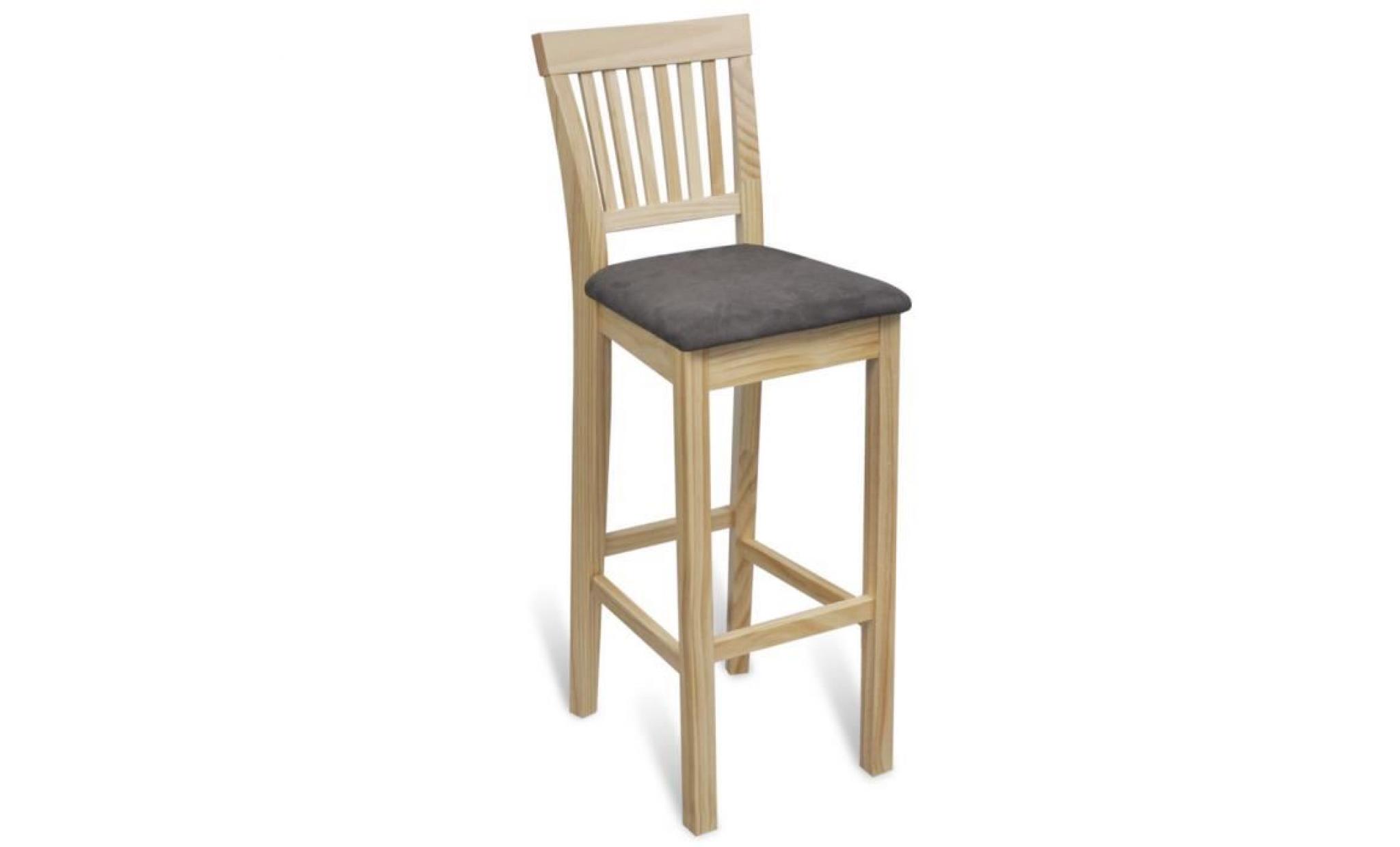 2pcs chaise bar vernis naturel design simple intemporel haute qualité dans salle à manger stable pas cher