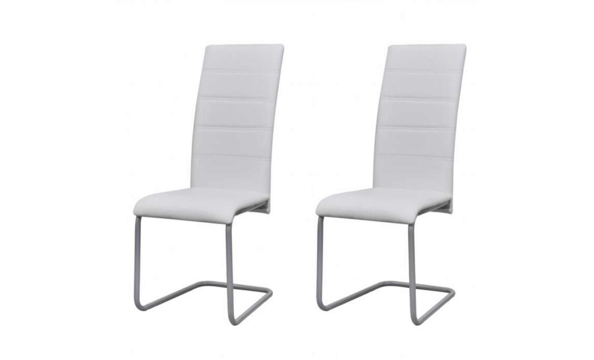 2pcs chaises à manger cantilever avec dossier haut blanc décor moderne de bureau maison ou salle à manger 41 x 52,5 x 102,5 cm