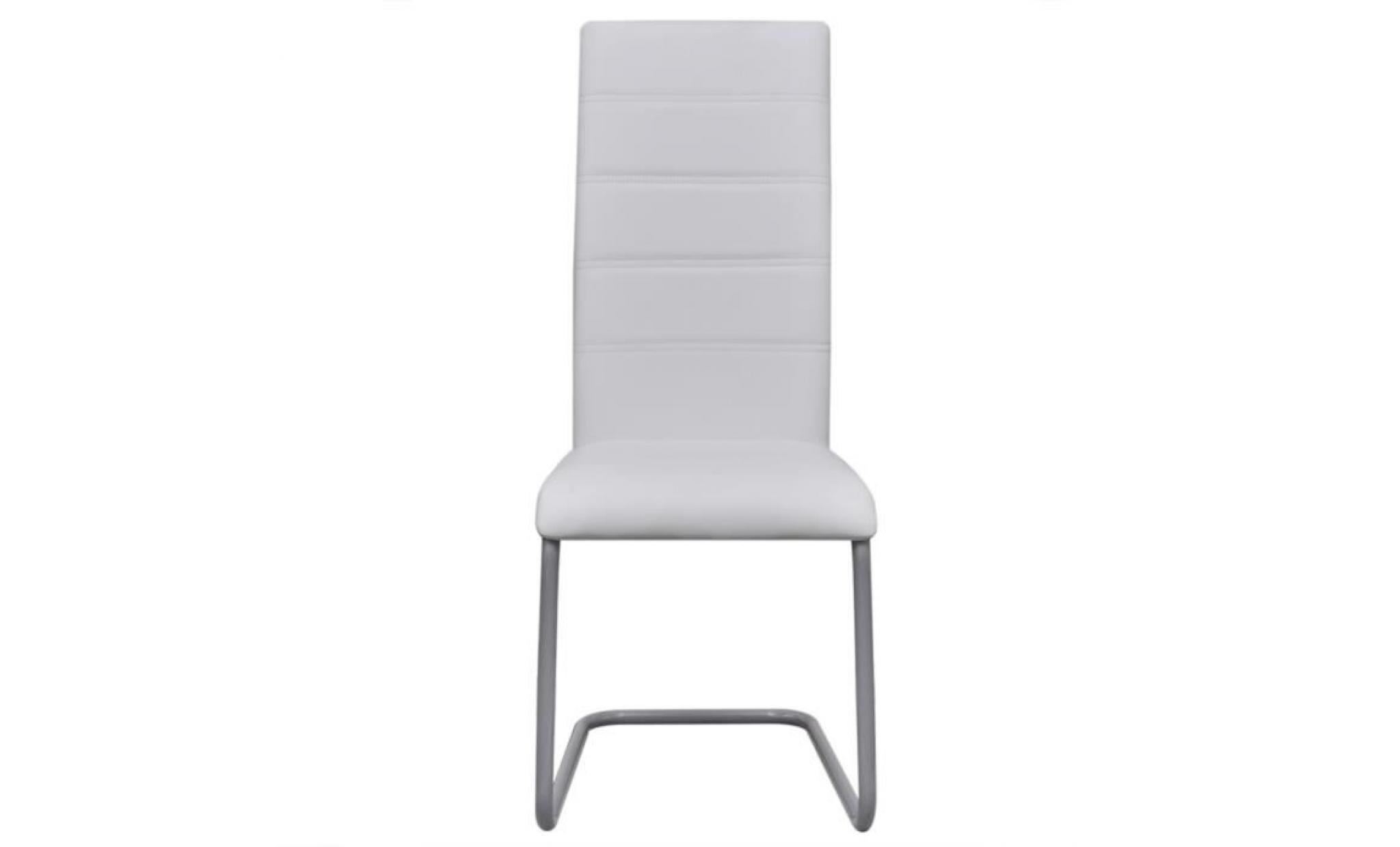 2pcs chaises à manger cantilever avec dossier haut blanc décor moderne de bureau maison ou salle à manger 41 x 52,5 x 102,5 cm pas cher