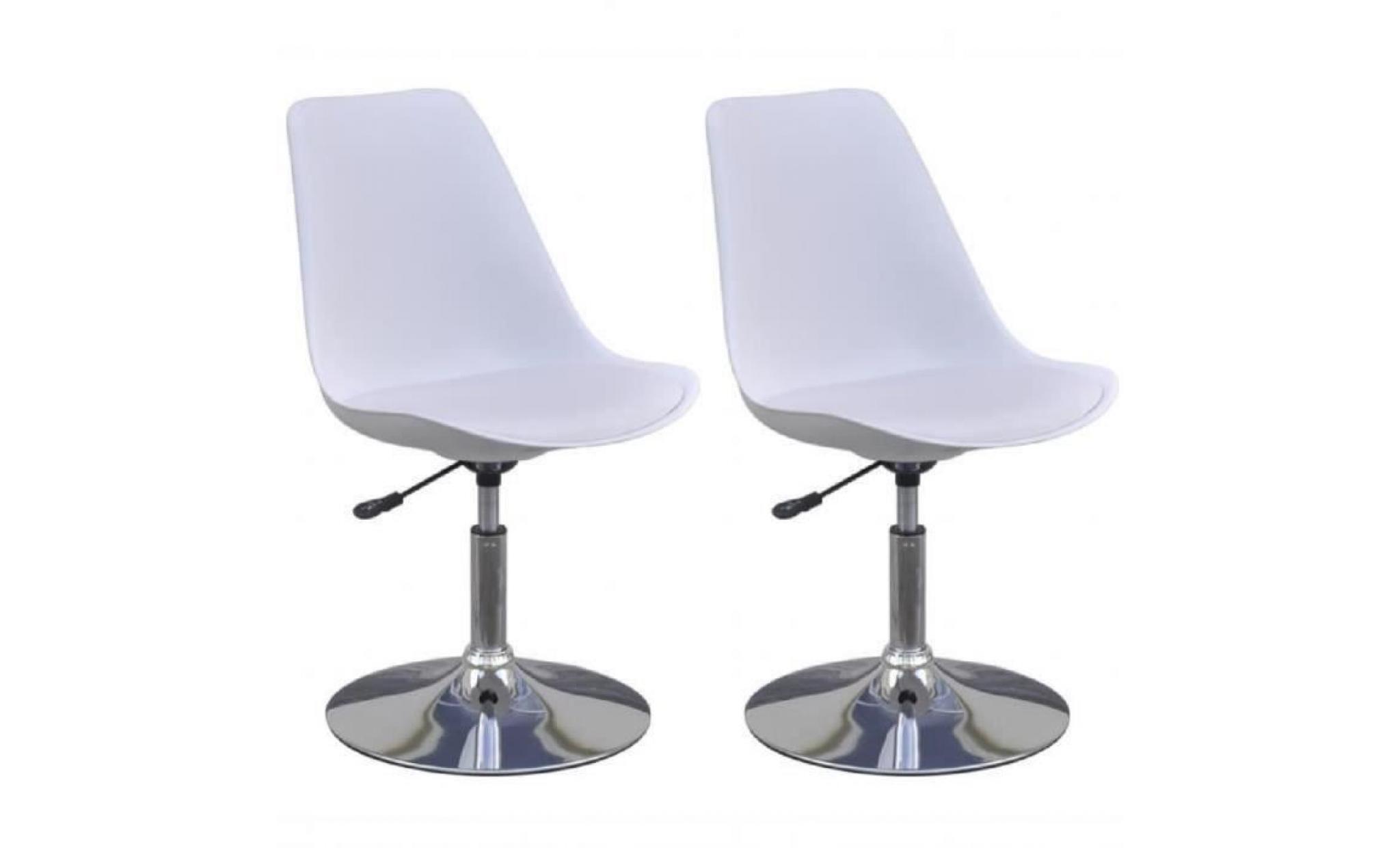 2pcs chaises de cuisine pivotantes blanc réglables en hauteur tabouret de bar bureau ou café avec dossier ergonomique