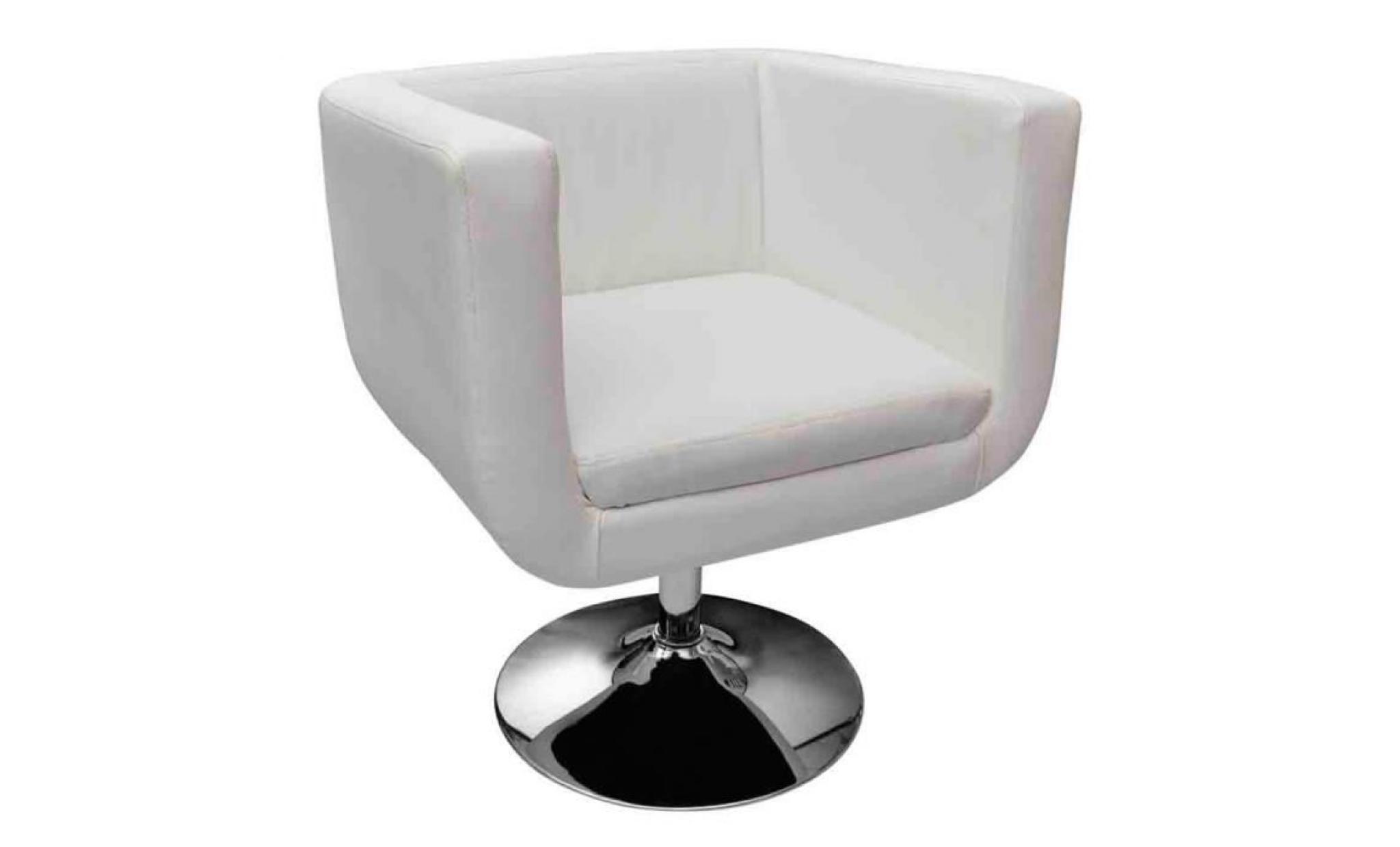 2pcs fauteuil pivotant design club bureau salon blanc réglage en hauteur 68 à 80 cm pas cher