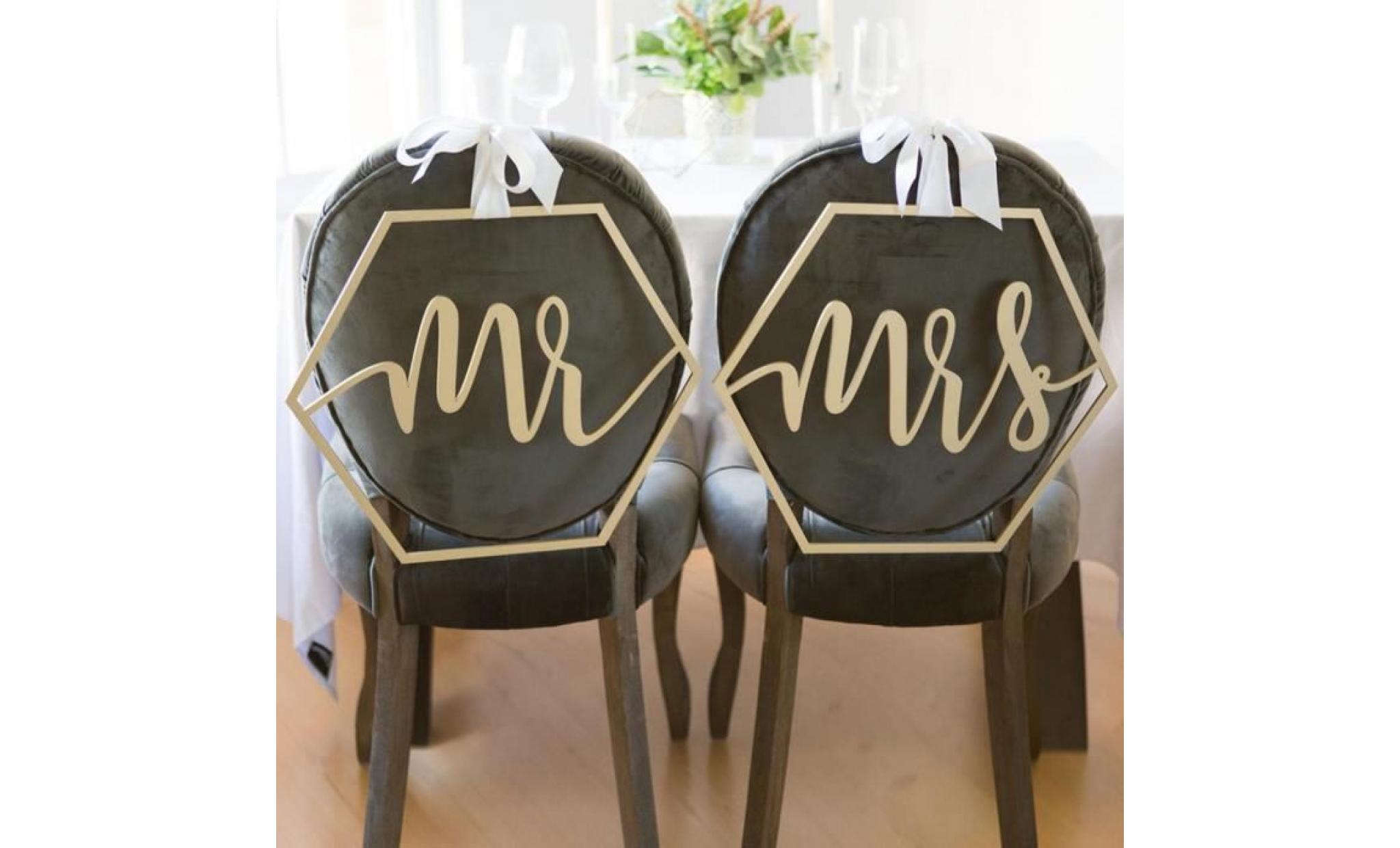 2pcs m. mme lettre de mariage signes de chaise suspension partie photographie photographie décoration