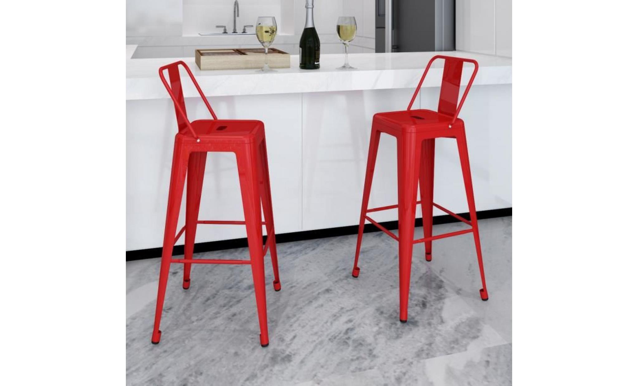 2pcs tabourets de bar bureau café maison avec dossier rouge moderne et élégant 43 x 43 x 101 cm