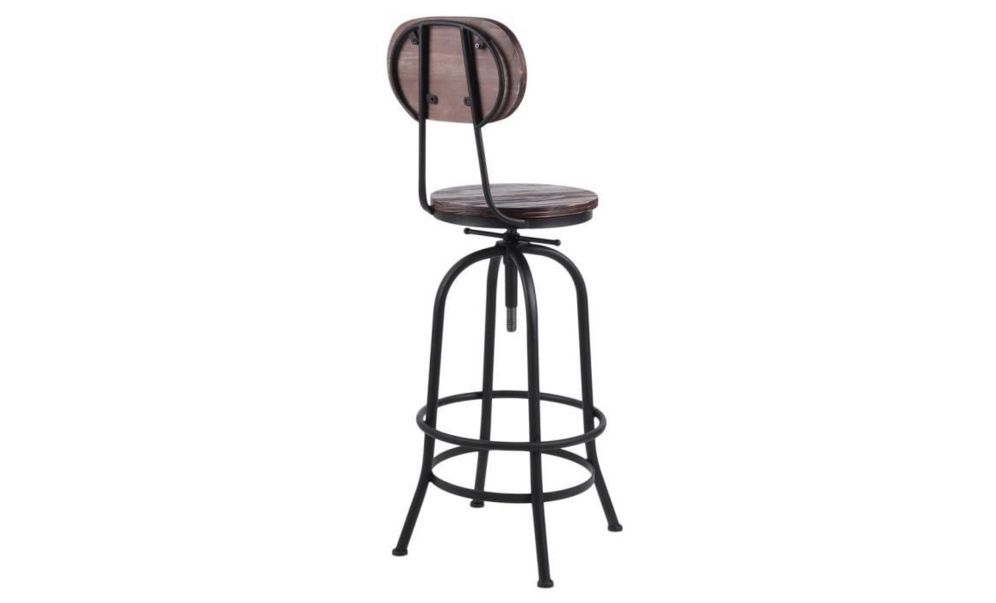2pcs tabourets de bar chaise à manger style industriel hauteur réglable pivotant pas cher