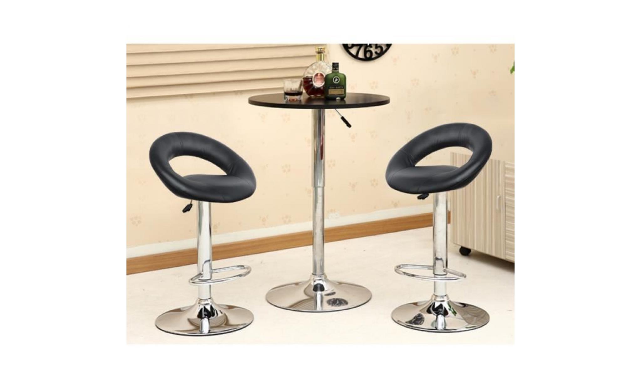 2pcs tabourets de bar haut chaise de bar simili cuir pu chrome réglable en hauteur 81cm  101cm  noir
