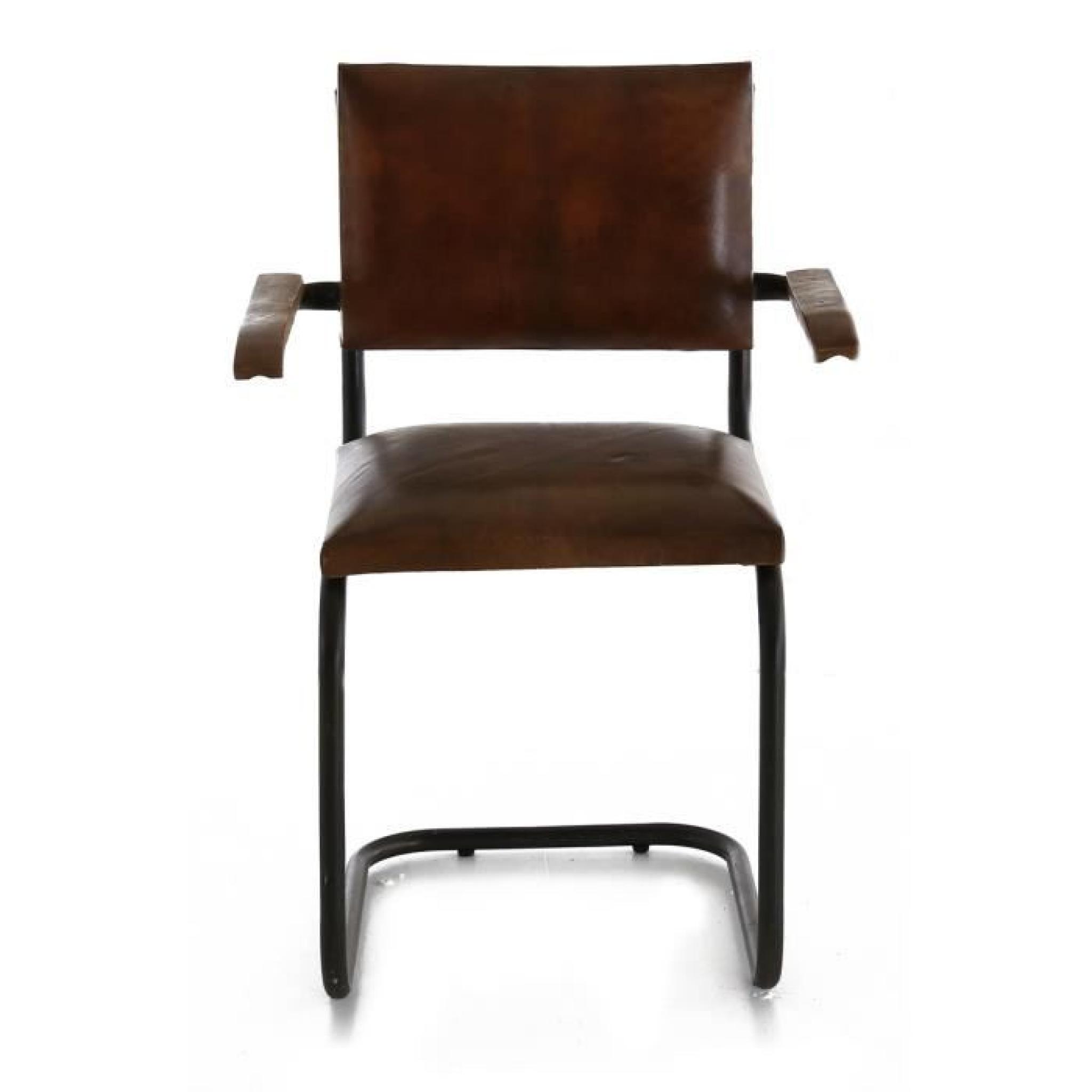 2x Chaise cuir et métal marron avec accoudoirs Montecristo
