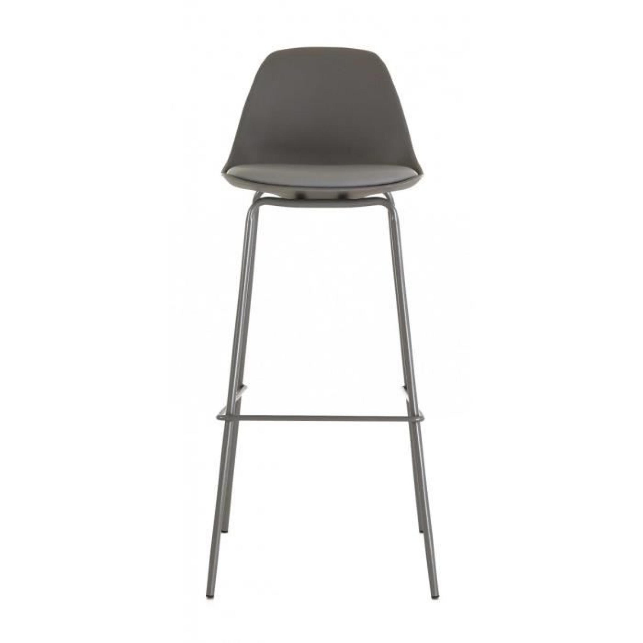 2x Chaise de bar métal gris Ray - Id'Click
