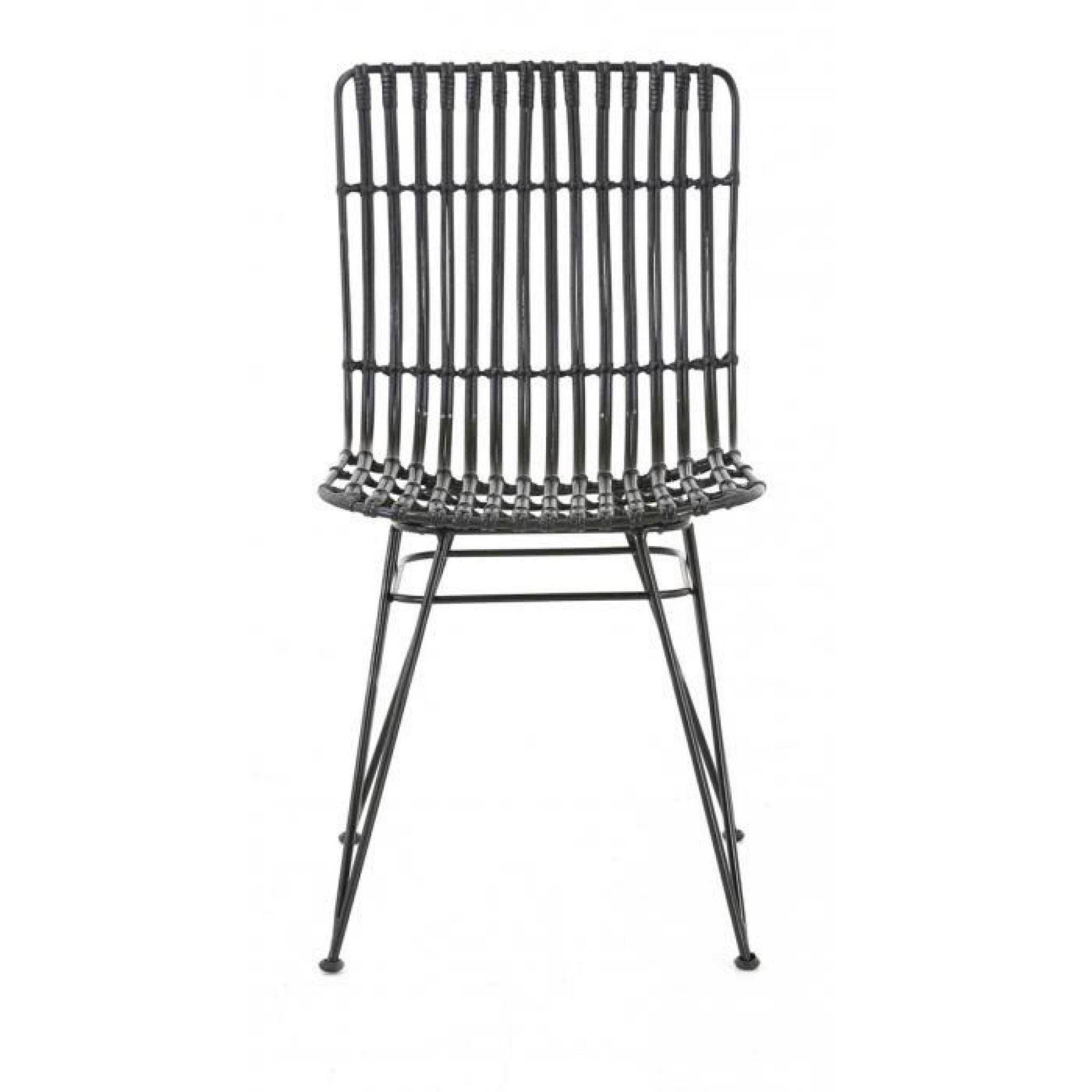 2x Chaise kubu noir  et métal Budy - Inwood