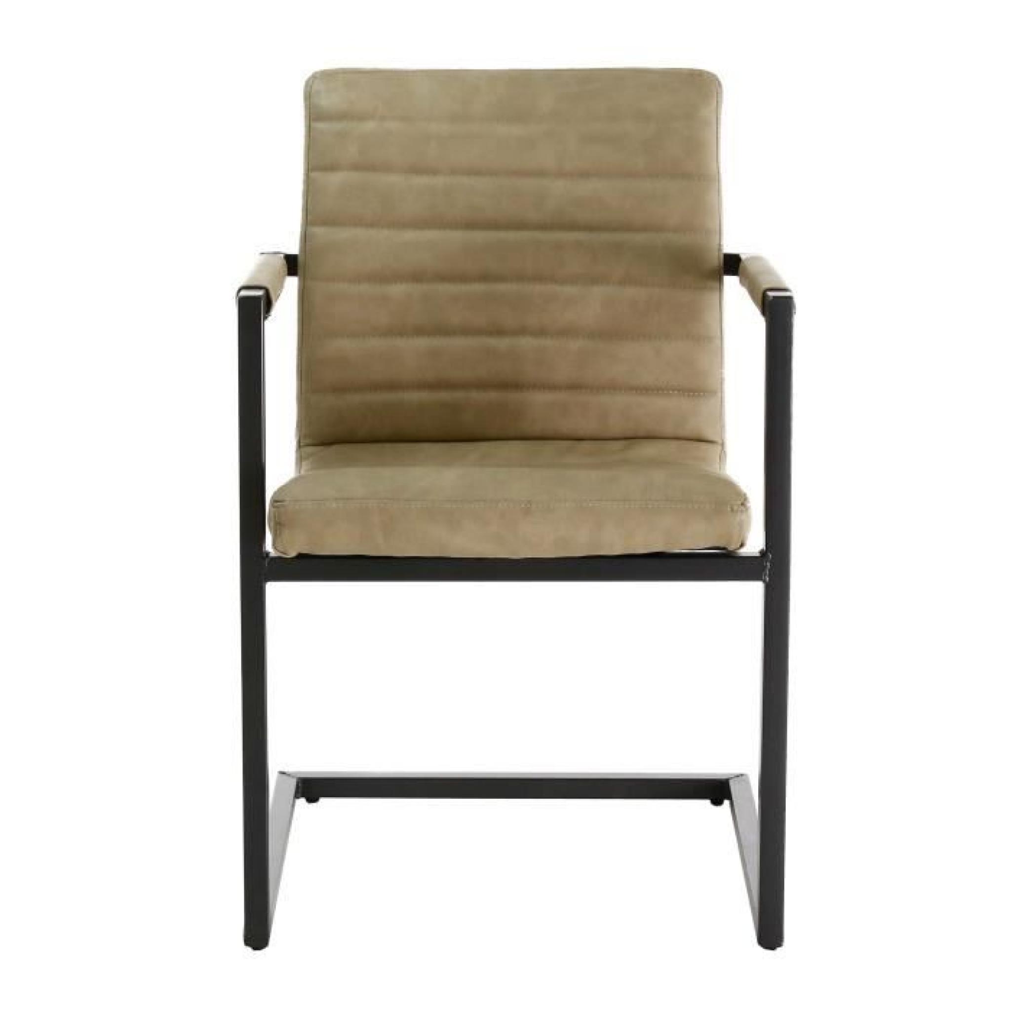 2x Chaise vintage métal avec accoudoirs beige Sitzen